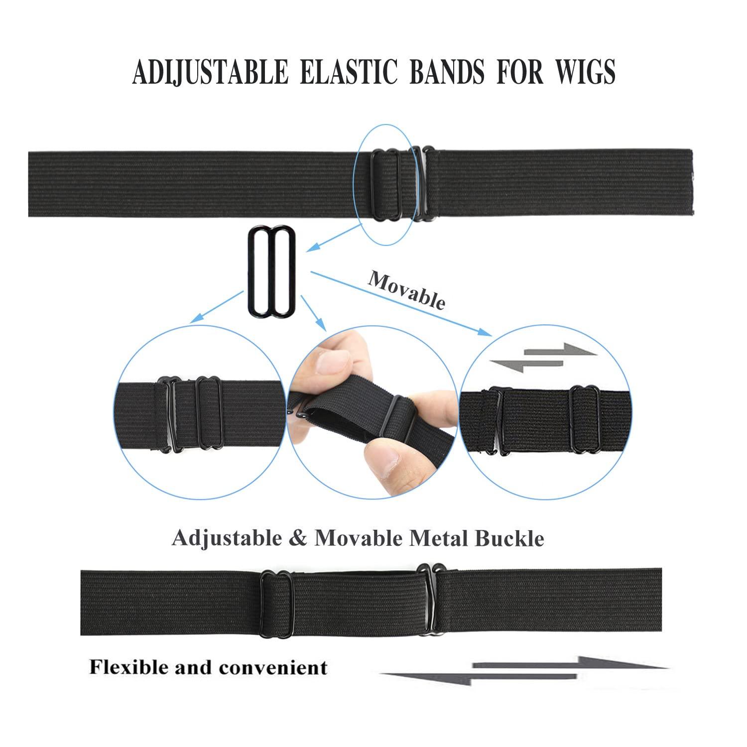 Rolybag Black Adjustable Elastic Band for Wigs Nonslip Wig Elastic Bands  Removable Elastic Wig Strap Adjustable wig band for glueless wig Elastic  Wig