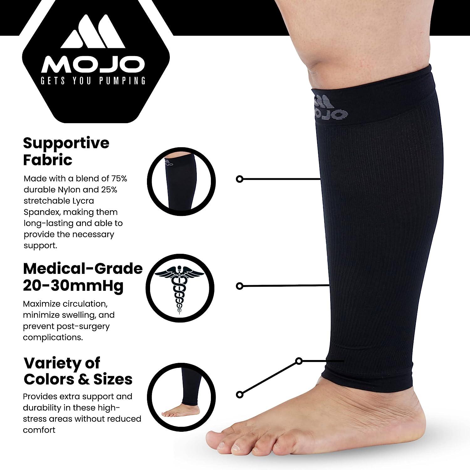 Mojo Compression Socks Graduated Compression Calf Sleeves for Swelling and  Shin Splints Support - Plus Size 20-30mmHg, Small-7XL, Black, White, Pink,  Grey - 1 Pair 5X-Large Black