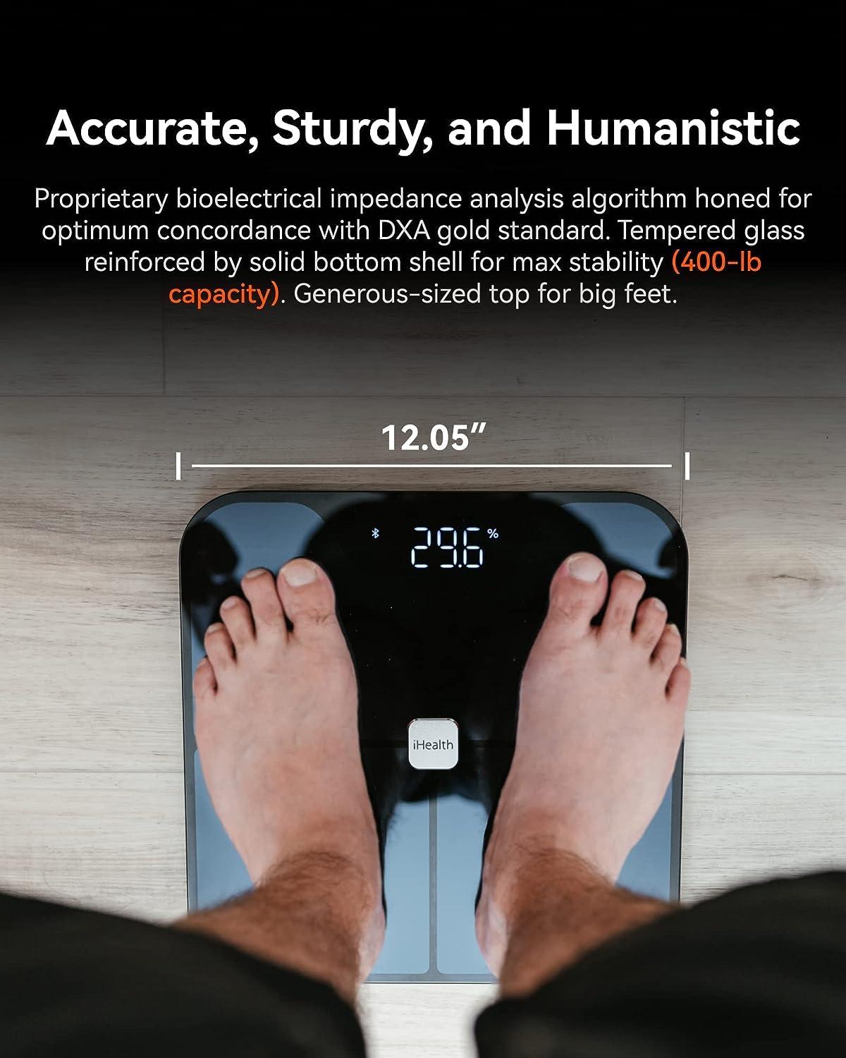 Smart BMI Digital Scale - Measure Weight and Body Fat - Most Accurate  Bluetooth Glass Bathroom Scale,Black 