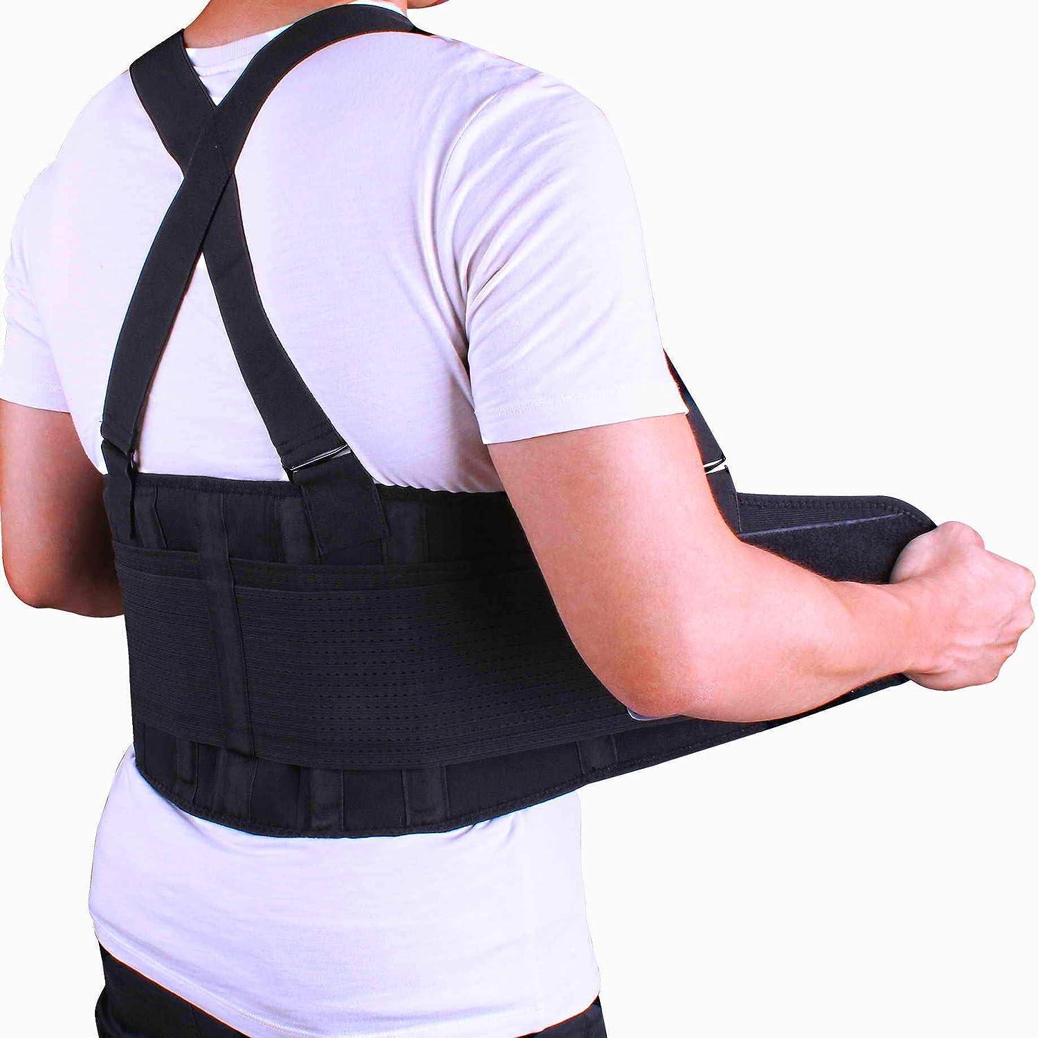Lower Back Brace with Suspenders Lumbar Support Wrap for Posture Recovery Workout Herniated Disc Pain Relief Waist Trimmer Work AB Belt Industrial Adj