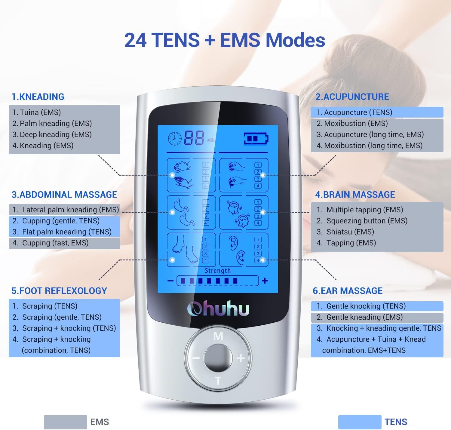 Mini Electronic Pulse Massager with 16 Modes for Tens Therapy, Acupuncture,  and Muscle Massage