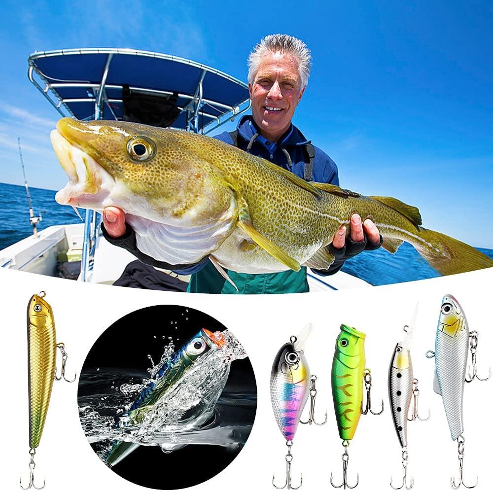 375pcs Fishing Lures for Freshwater, Fishing Tackle Box 2 Big Frogs  Grasshopper Lifelike Fish Baits Plastic Worms, Artificial Fishing Baits for Bass  Trout Salmon, Best Fishing Gifts for Men Kids yellow