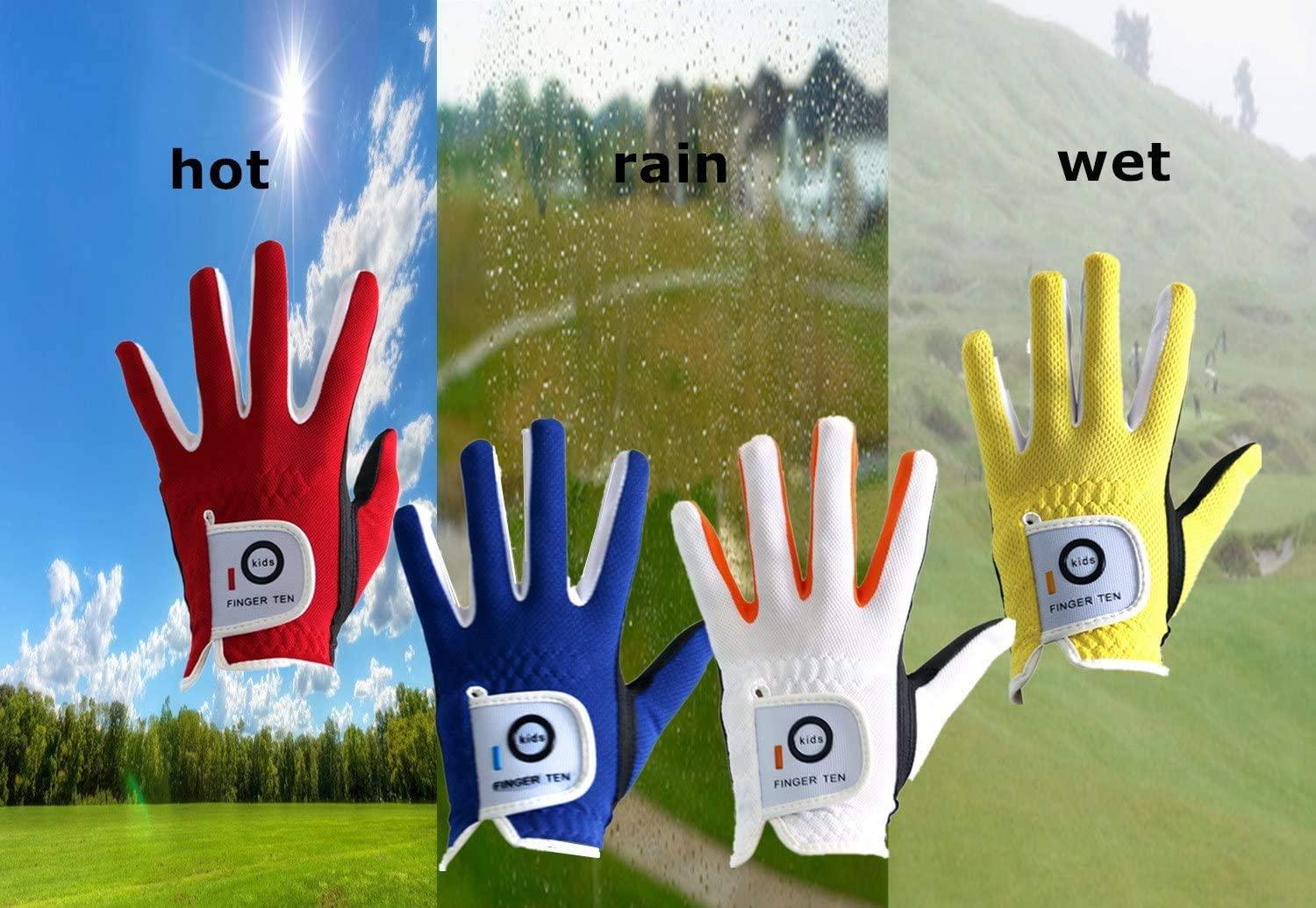2Pcs Durable Kids Golf Gloves Leather for Junior Red White Child L 
