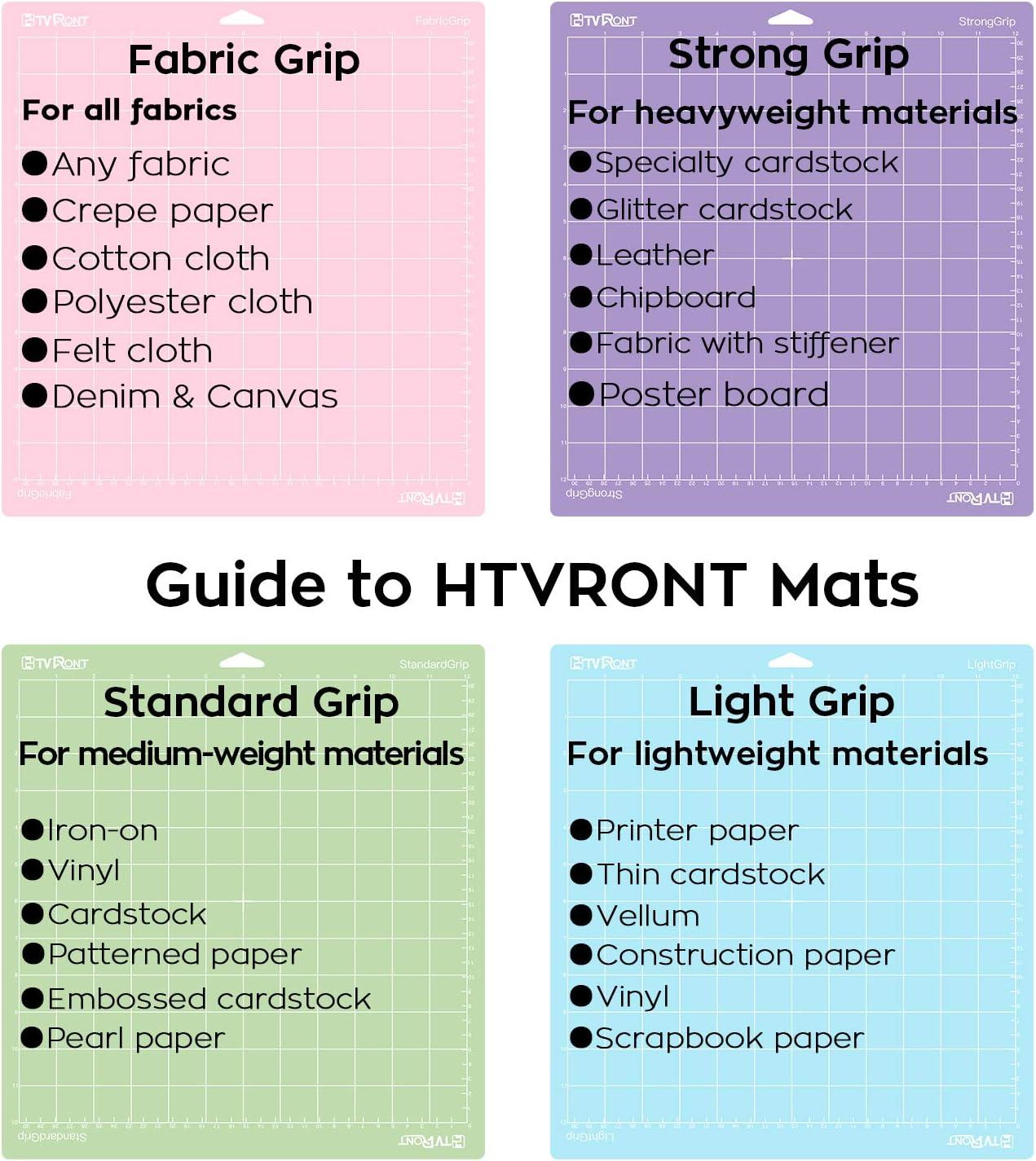 GetUSCart- HTVRONT 6 Pack Cutting Mat 12x12(StandardGrip, LightGrip,  StrongGrip, FabricGrip) for Cricut Explore Air 2/Air/One, Variety Adhesive  Sticky Cutting Mats Accessories for Cricut