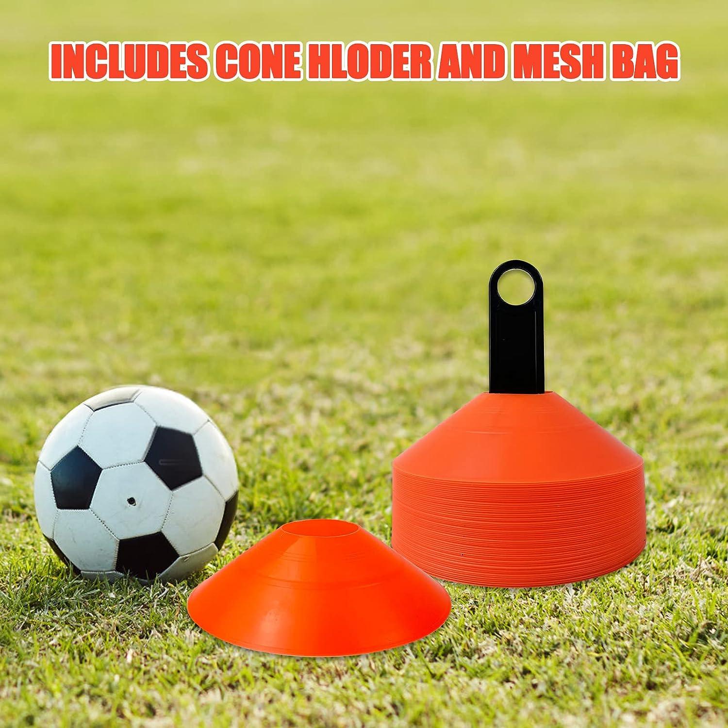 Wensdr Set of 50 Soccer Agility Training Cones with Carry Bag and