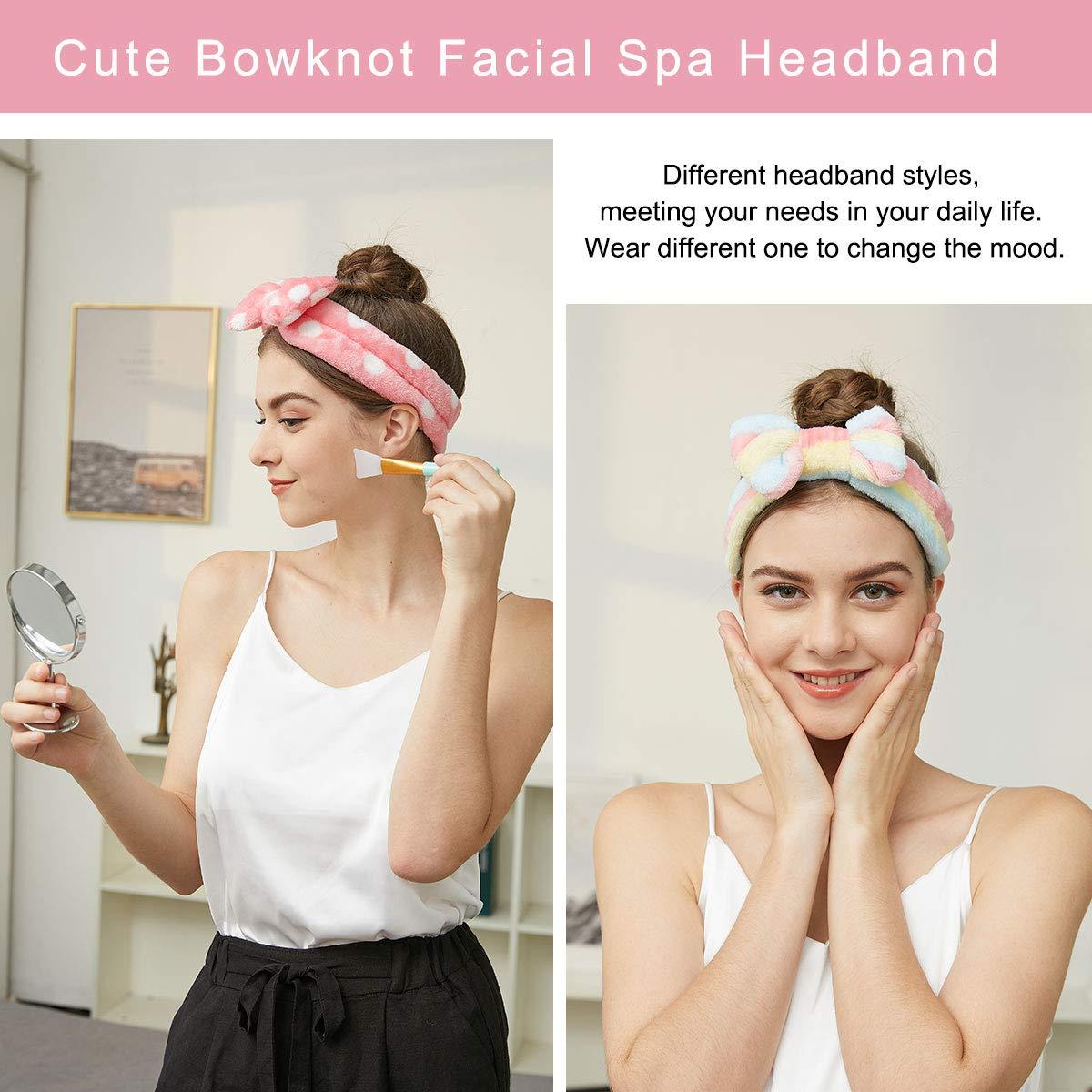 LADES Spa Headband – 6 Pack Makeup headbands Women Bow Hair Band Soft Coral  Fleece Skincare Headband Face Wash Headband for Women Girls Washing Face