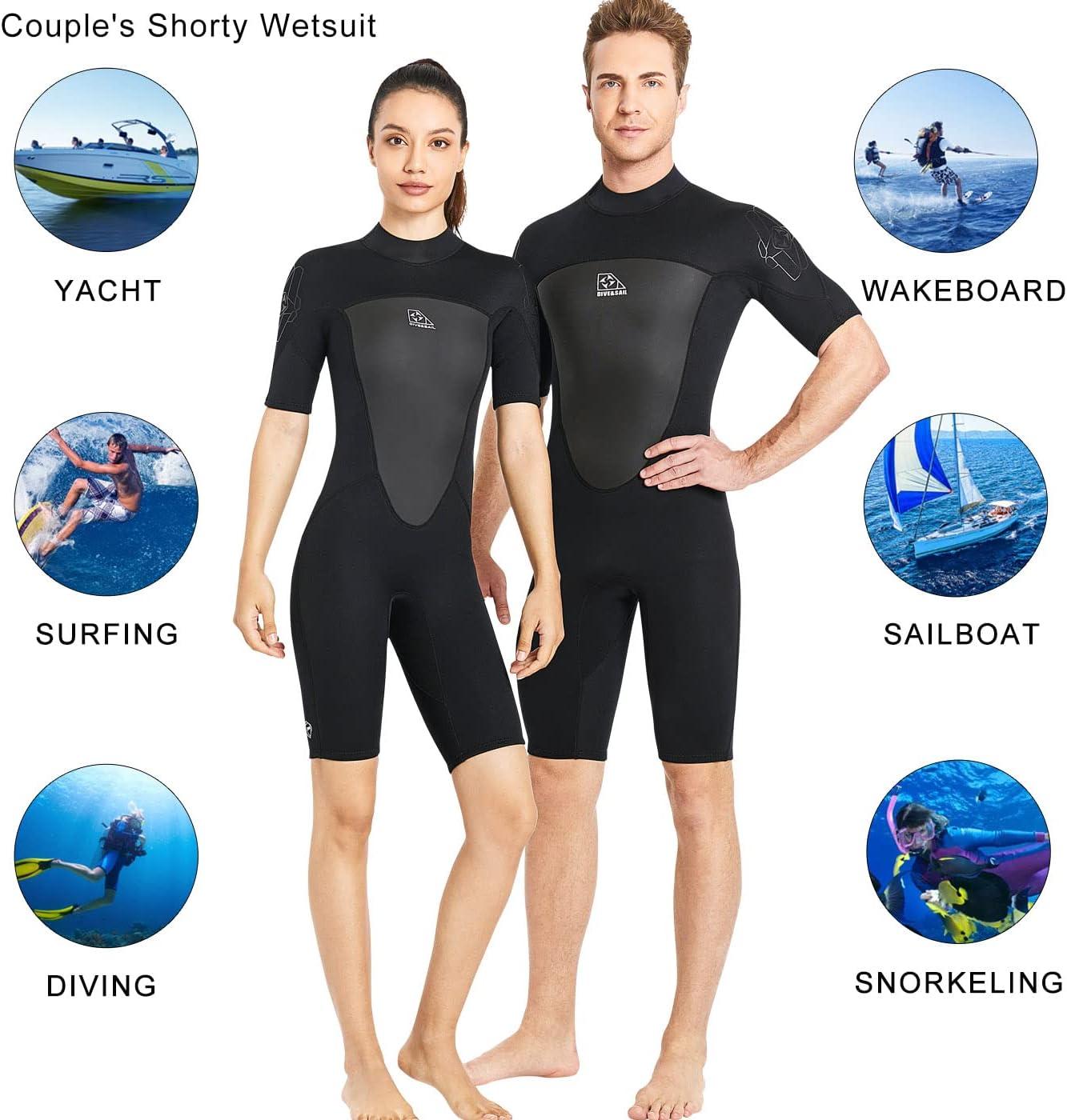 Shorty Wetsuit Men Women 2mm Neoprene Back Zip Wetsuit Spring Suit for  Snorkeling Surfing Kayaking Scuba Short Sleeve Wet Suit 2097BK Women's  black X-Large