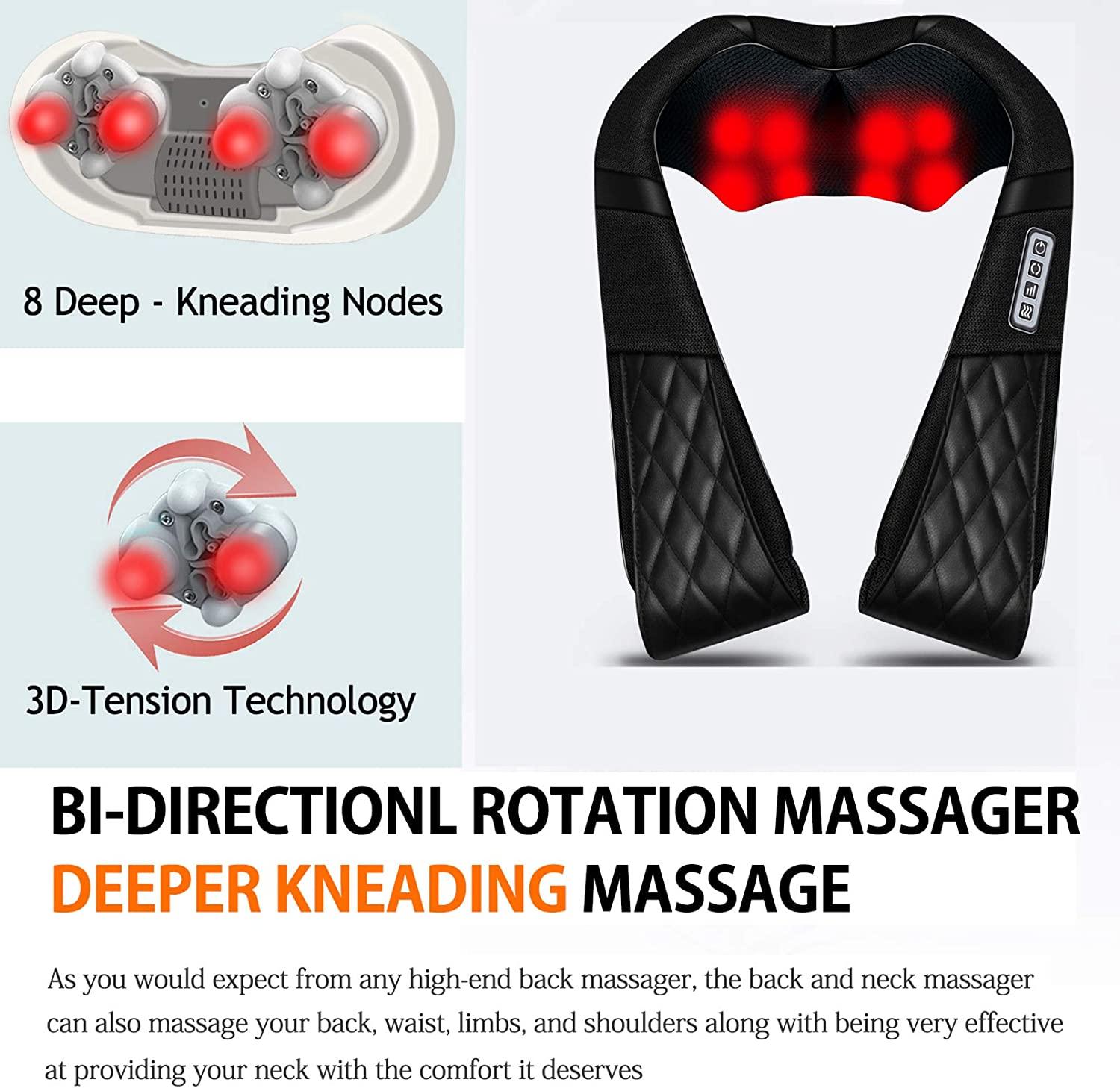 Shiatsu Shoulder And Neck Back Massager With Heat, Electric Deep Tissue Massage  Pillow For Pain Relief, Best Valentines Gift For Girlfirend Boyfriend