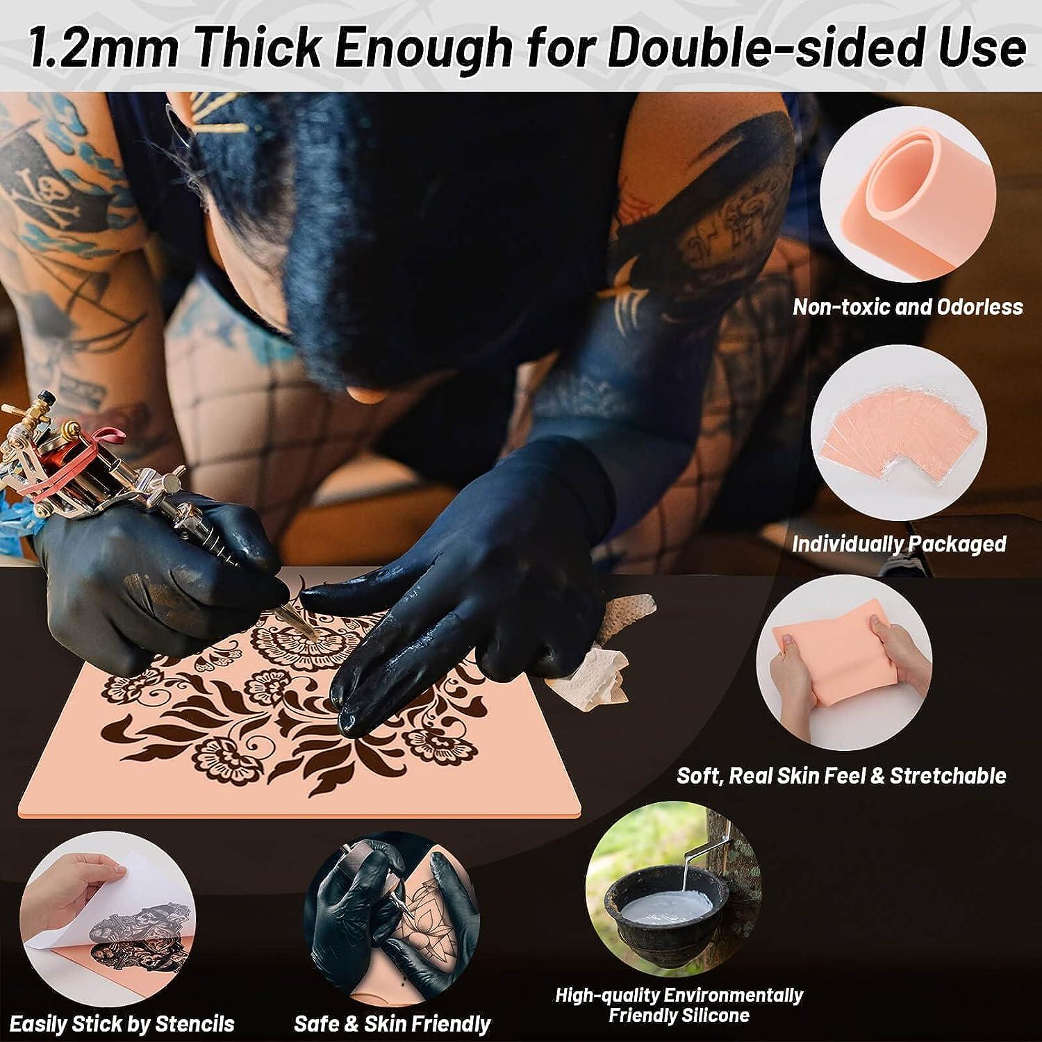 Tattoo Skin Practice - Blank Tattoo Practice Skin Double Sides Fake Skin 7.4x5.6 inch Tattooing and Microblading Eyebrow Practice Skin for Tattoo