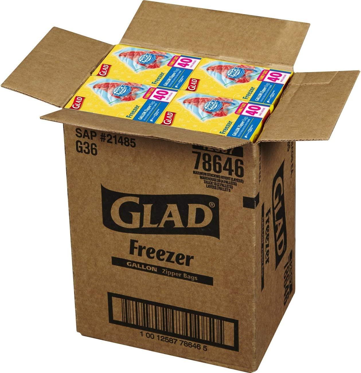 Glad Freezer Zipper Bags, Gallon Size