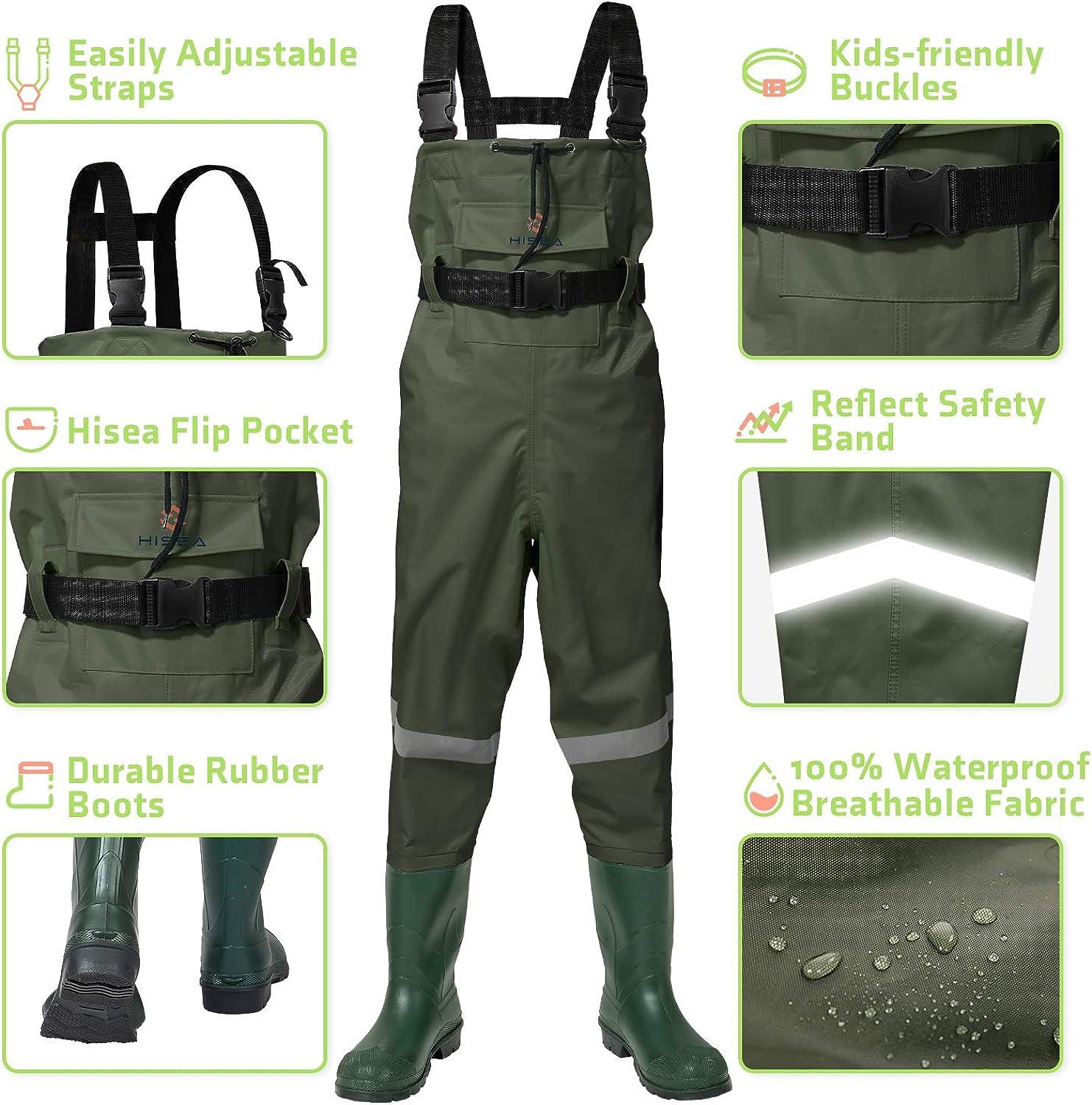Hisea Fishing Chest Waders, Boot Size, Green US=7/EU=40 – PHENTERSALES