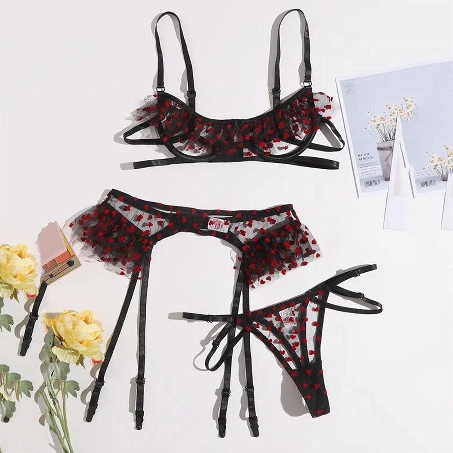 Red Heart Lace Strappy Thong, Lingerie