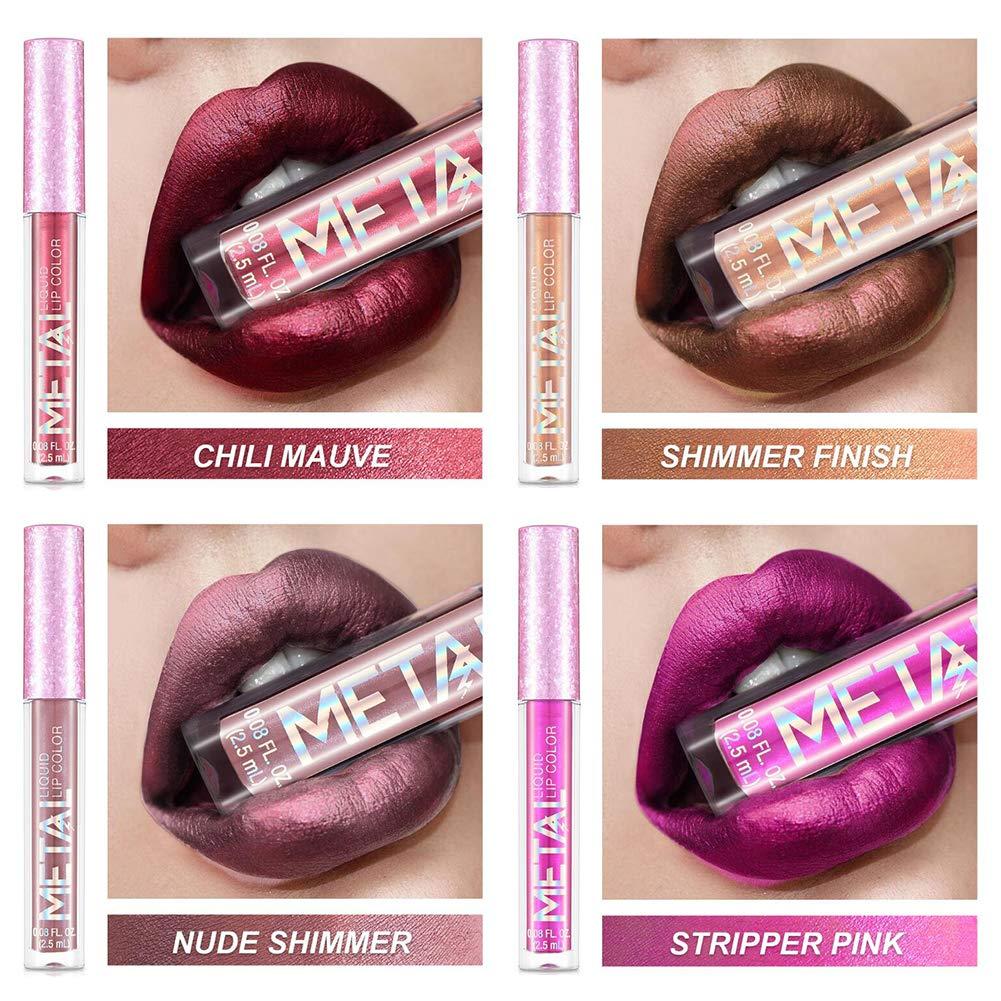Coosa Beauty Glitter Shimmer Liquid Lipstick Set 12 Colors Shinning And Long Lasting Waterproof 