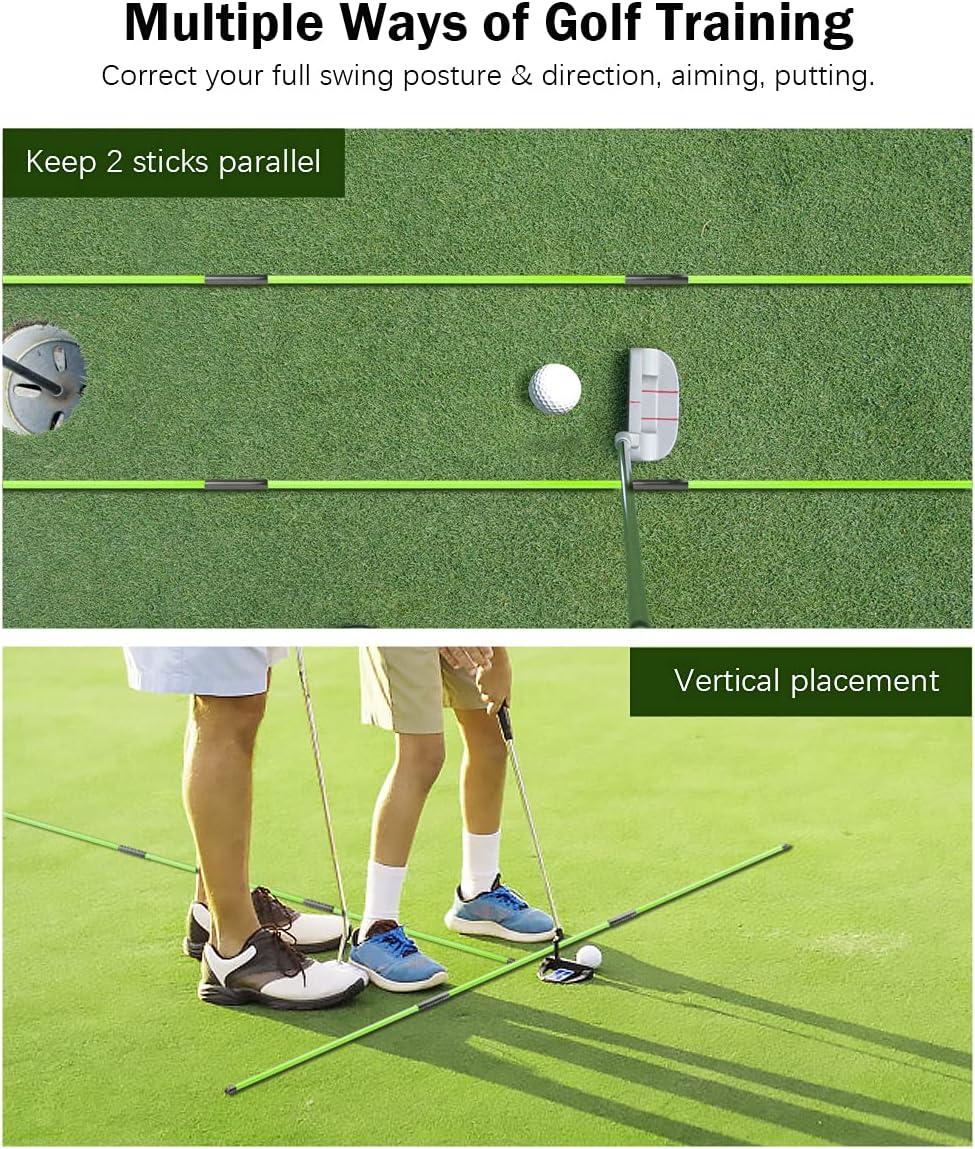 Rhino Valley Golf Alignment Sticks - 2 Pack Collapsible Golf