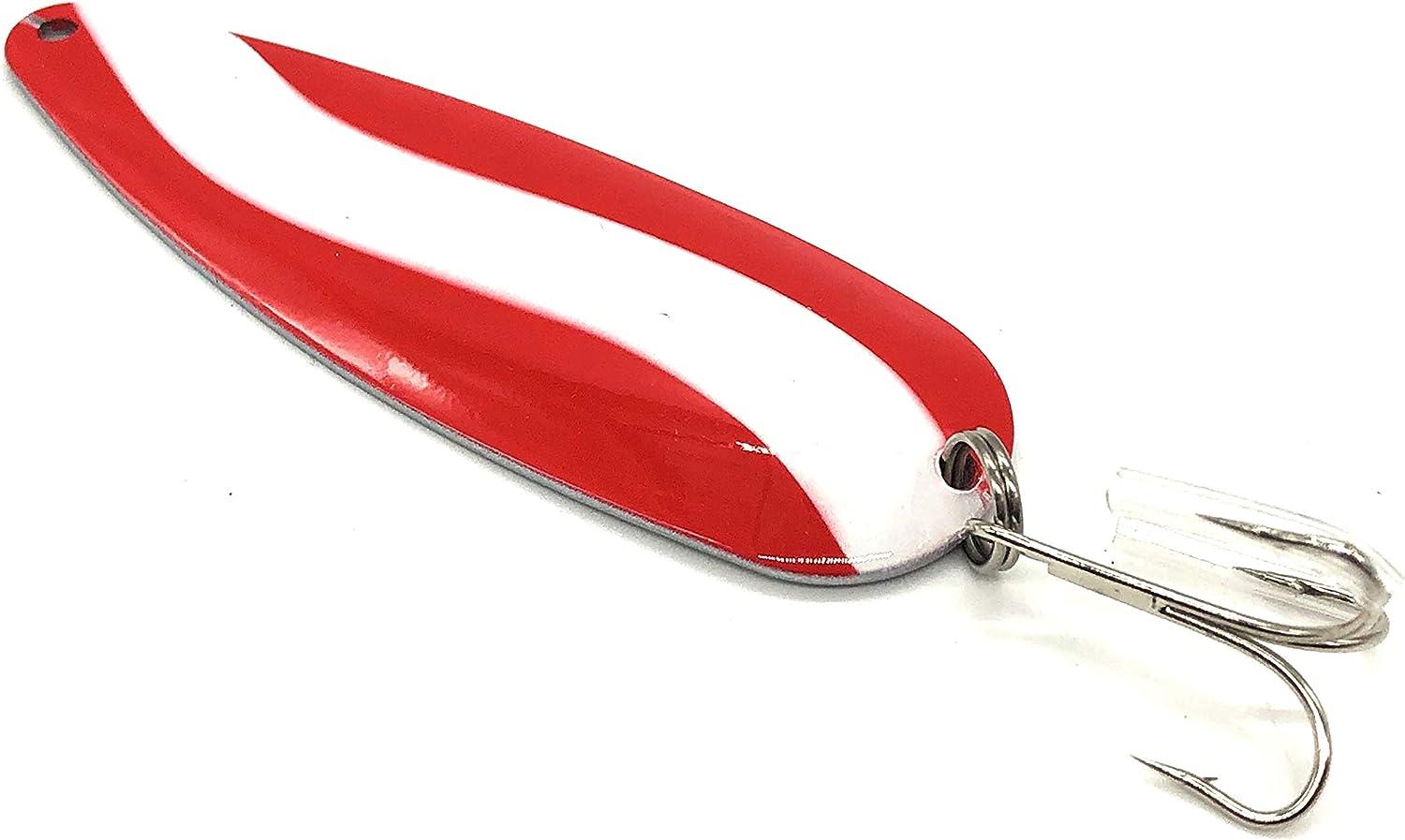 Klima Red & White Spoon with Treble Metal Hooks for Casting