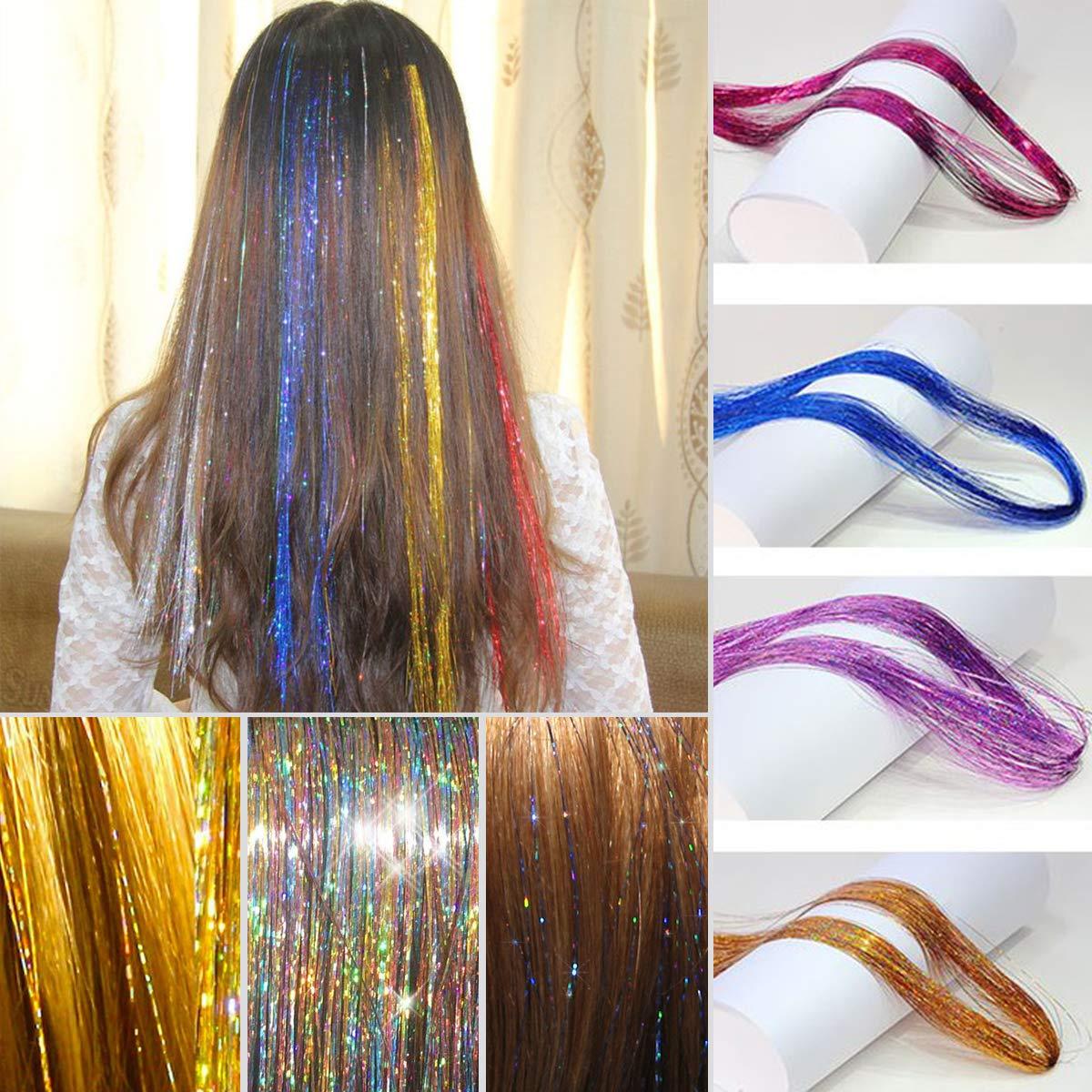 Rainbow Hair Tinsel Sparkle Holographic Glitter Extensions
