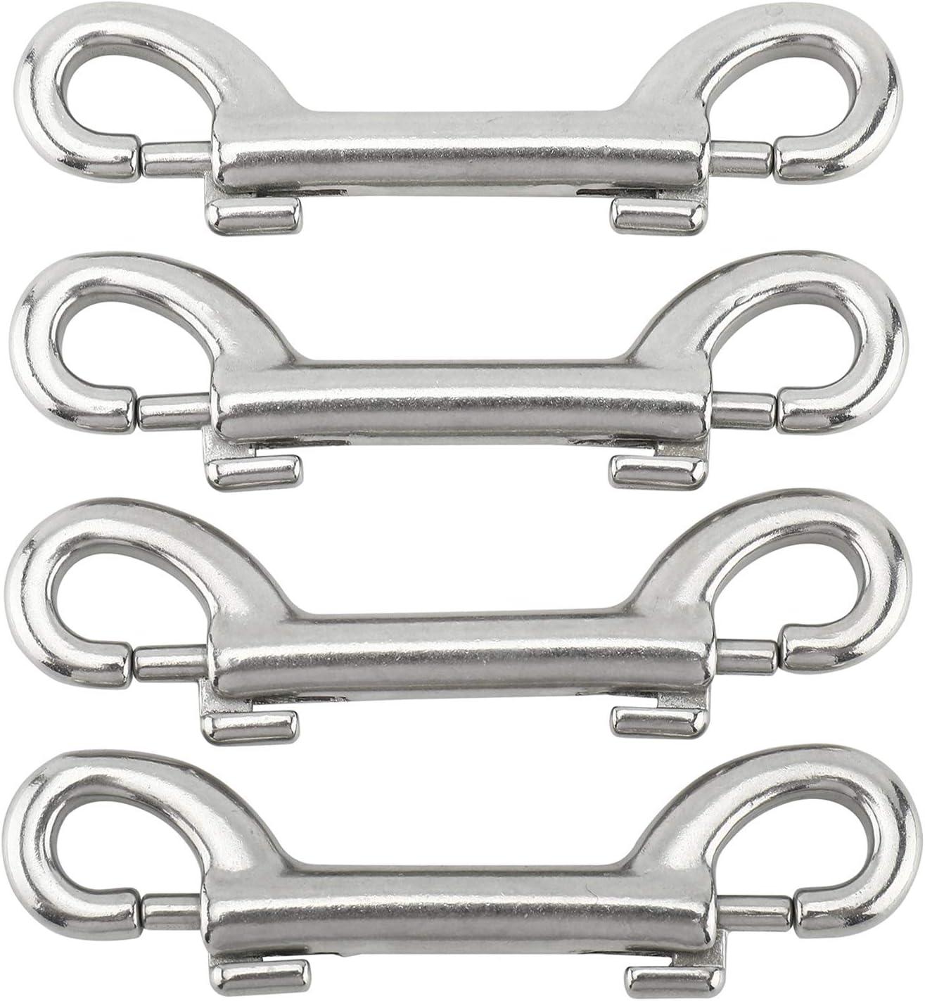 Yaegoo 4 Pack 316 Stainless Steel Double Ended Bolt Snap Hook 3-1/2 Inch  Marine Grade Double End Snaps Trigger Chain Clips Scuba Diving Clips
