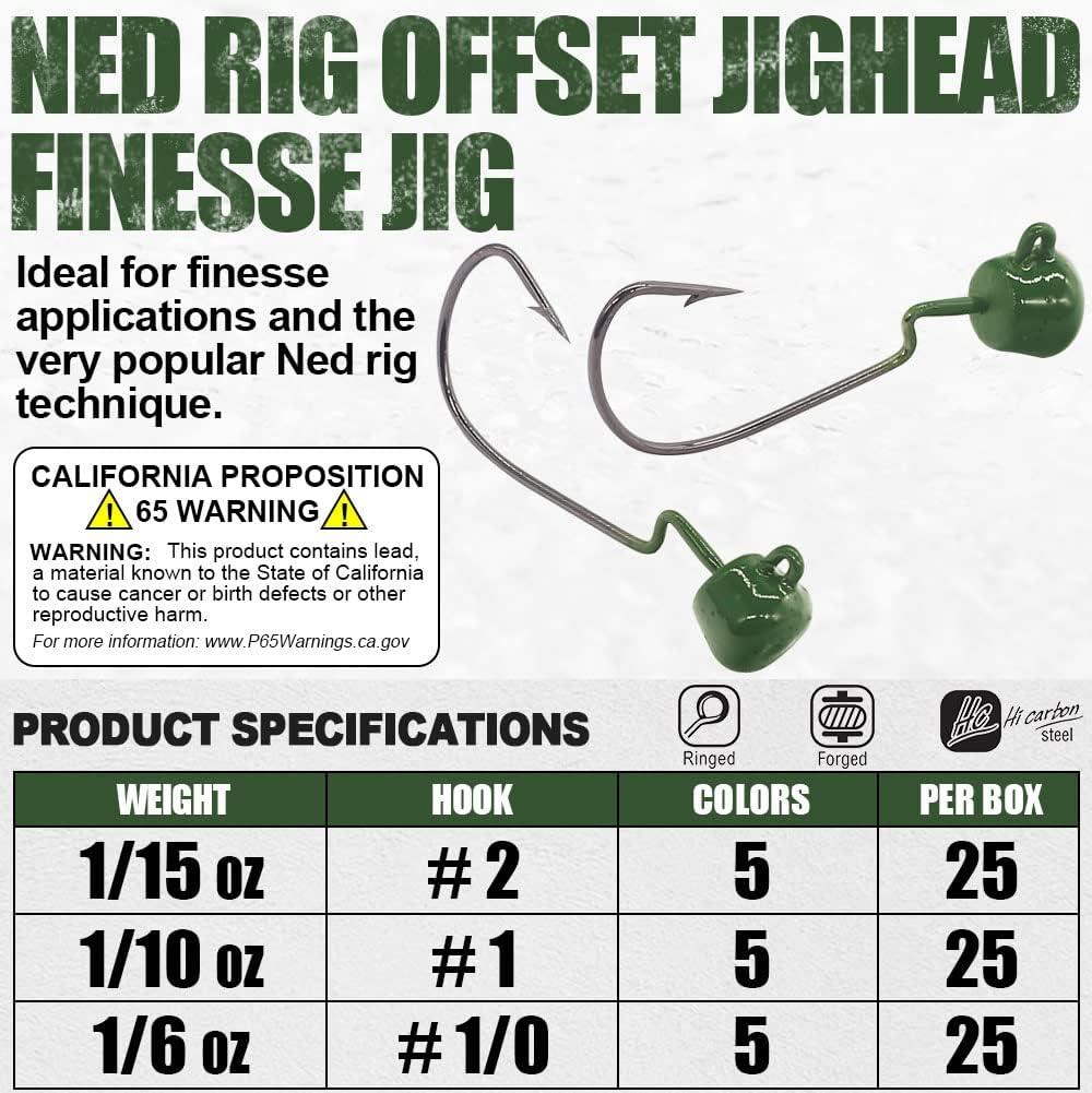 Ned-Rig-Finesse-Offset-Jig-Heads-Kit Weedless Mushroom EWG Wide