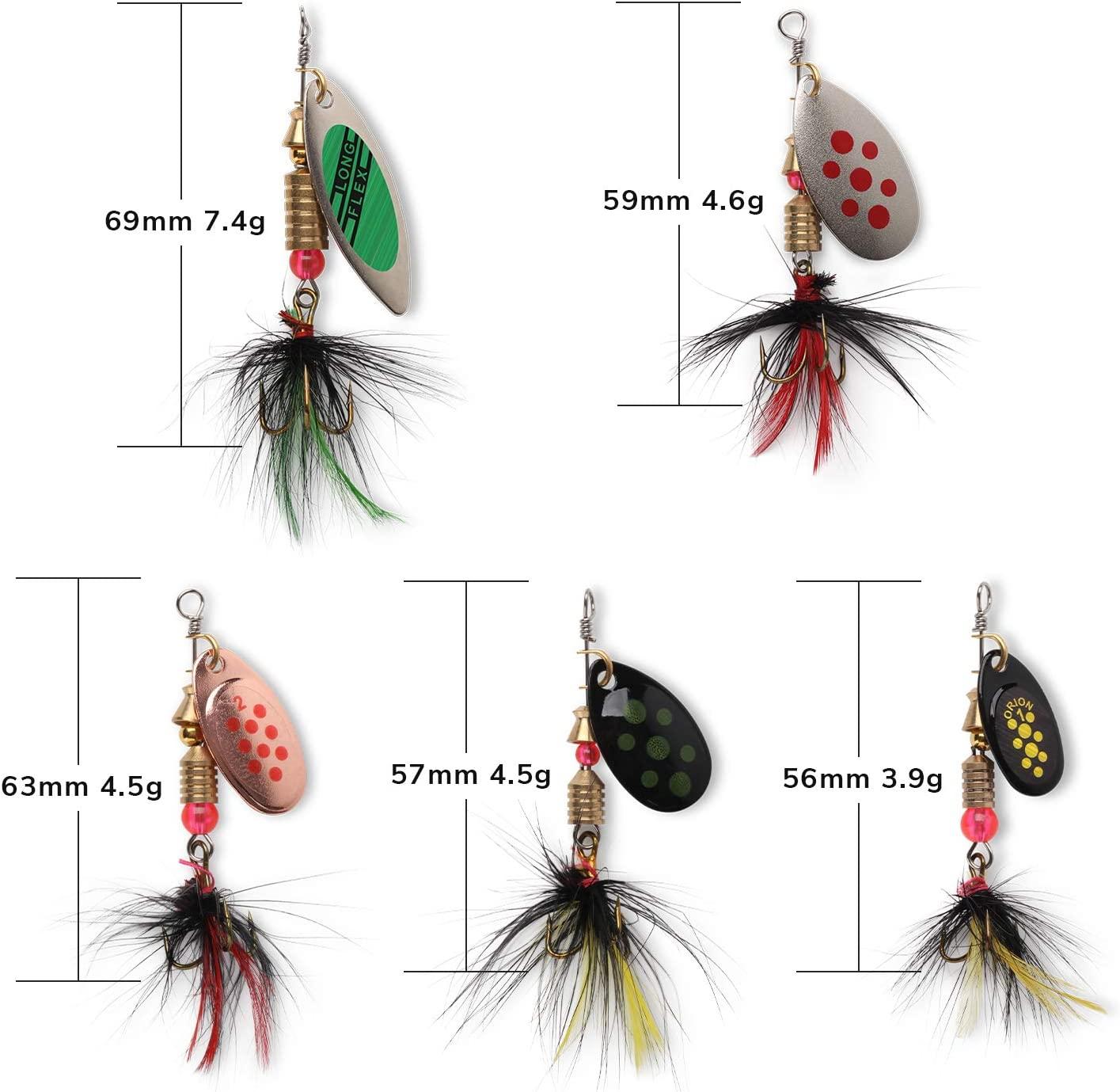 Fishing Lures Spinnerbait for Bass Trout Salmon Freshwater Saltwater  Fishing Hard Metal Spinner Baits Kit with Tackle Box /10 pcs 