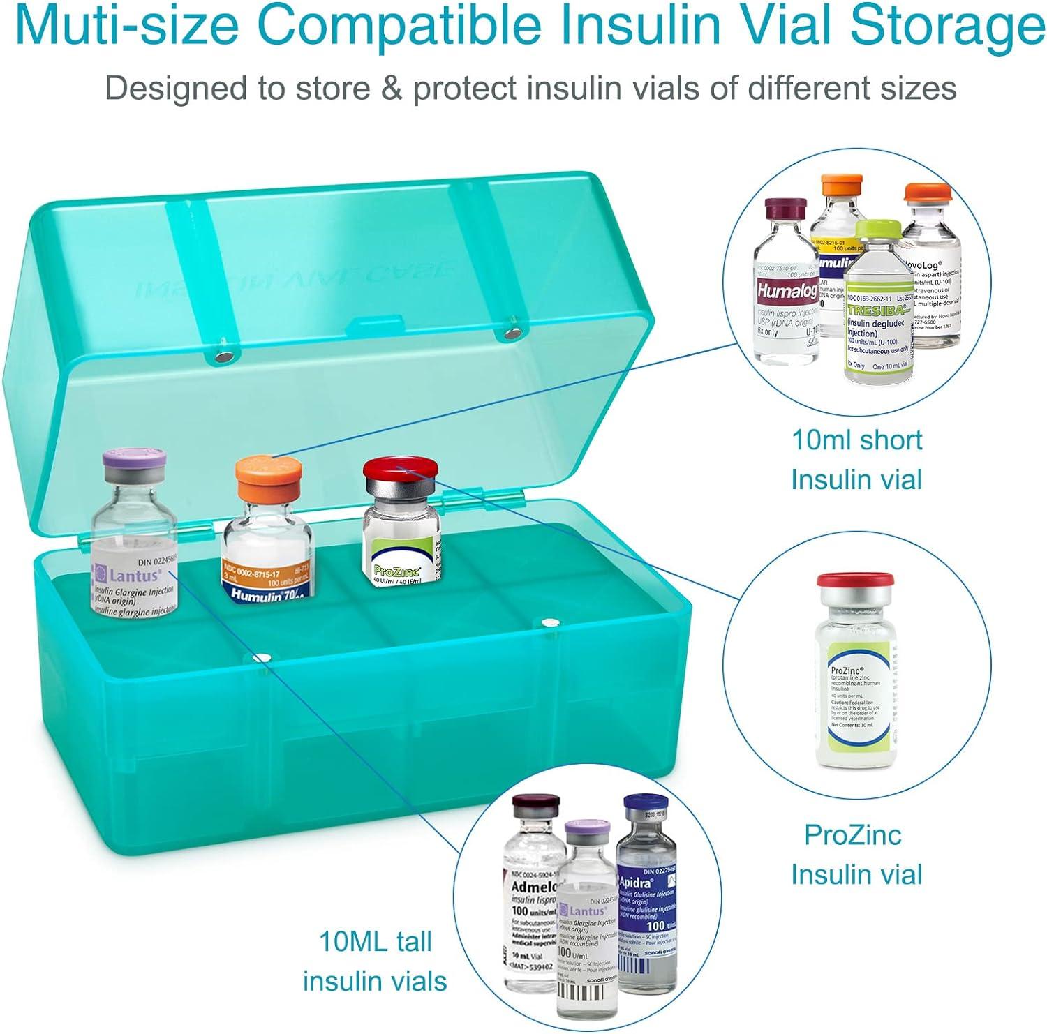  Healvaluefit 8-Holes Medication Vial Storage Box for Fridge,  Insulin Vial Holder Organizer Case Fits Various 5ml-15ml Injectable  Medicines Vials - Green : Industrial & Scientific