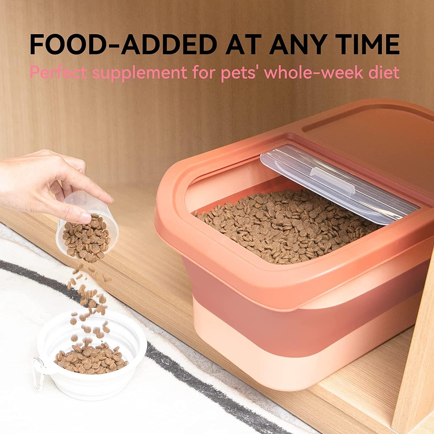 Collapsible Dog Food Storage Container,10-13 LB Large Airtight Pet Cat Food  Containers Bin with Lids, Foldable Kitchen Cereal Rice Storage Bin with  Measuring Cup and Silicone Bowl, Red
