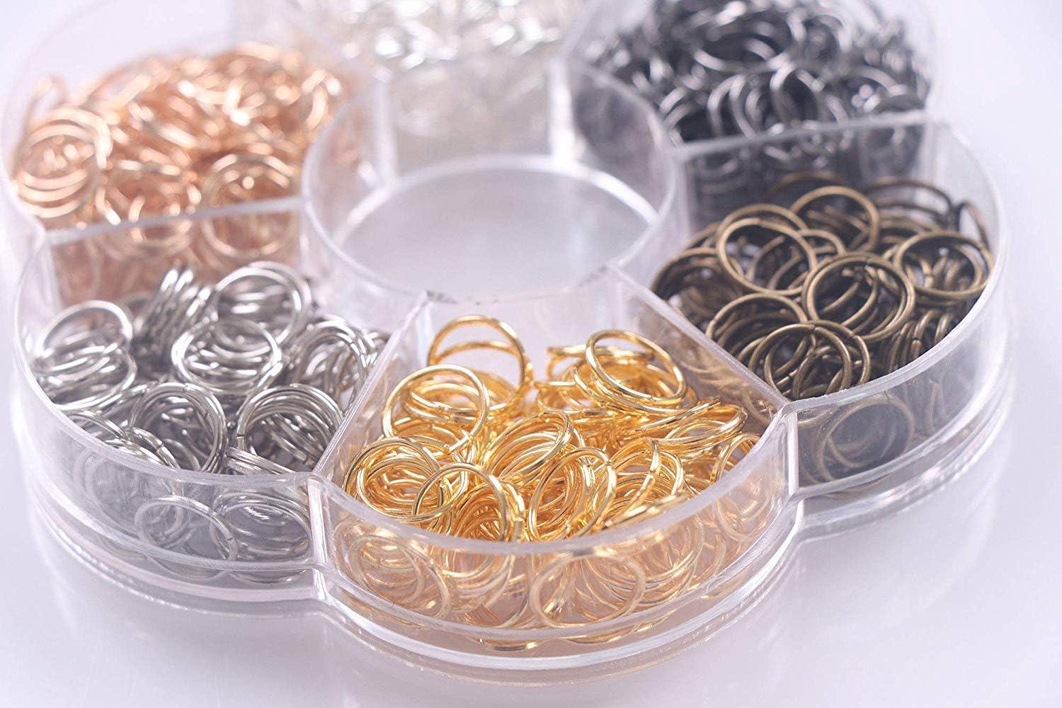 1000 Piece Iron 4-10mm Jump Ring Set, Unsoldered Gold Color Jump