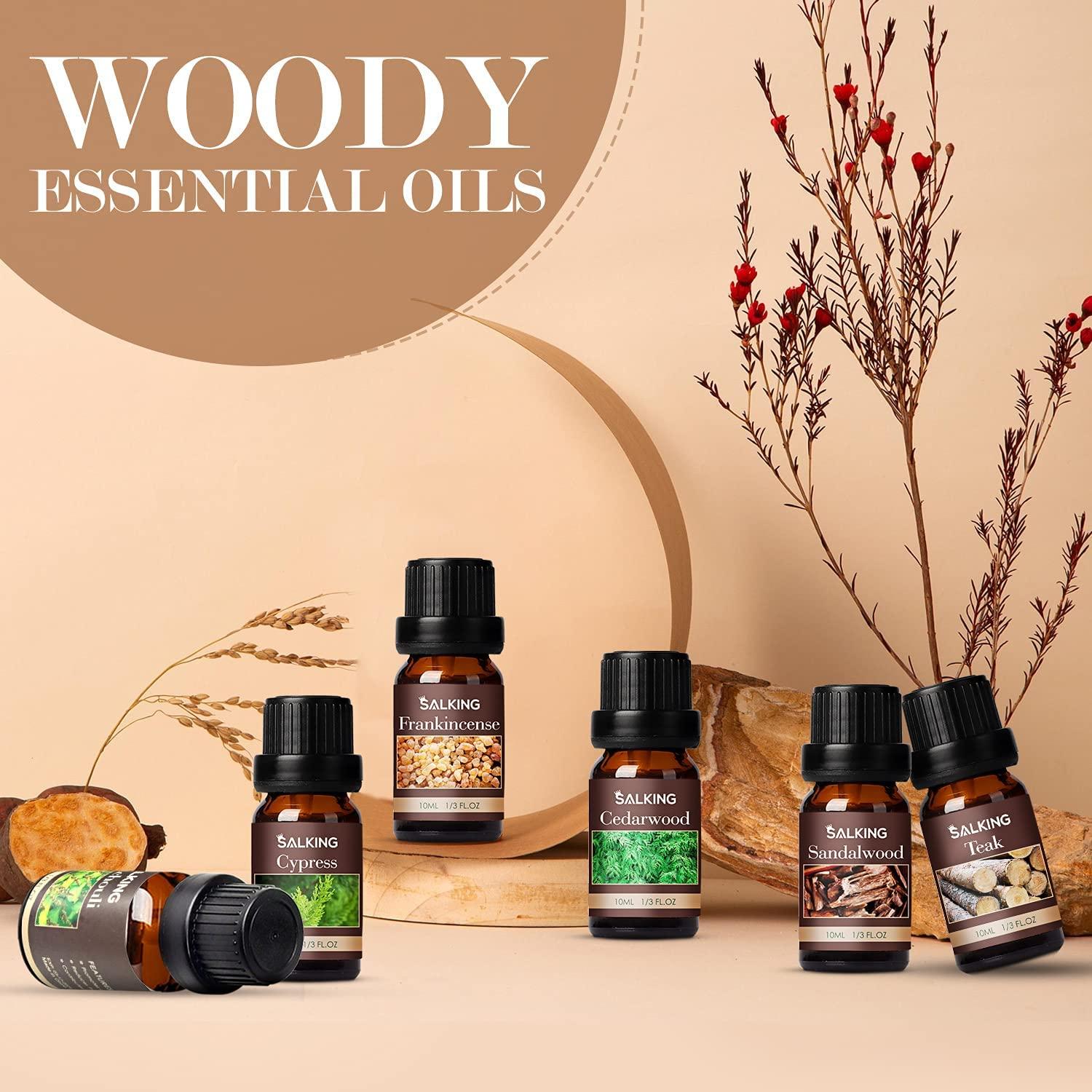Woody Essential Oils Set, Men Scents Fragrance Oil for Candle Making |  Sandalwood, Frankincense, Teakwood, Cypress, Cedarwood, Patchouli, Diffuser  Oil