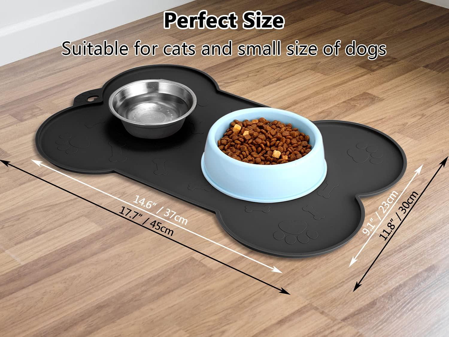 Dog Bowl Mat, NWFHTD Dog Mat for Food and Water Pet Cat Large Small  Silicone Rubber Plastic Waterproof Feeding Eating Dish Placemat Trays with  Edges Lip for Floor 17.7x11.8 Dark Grey