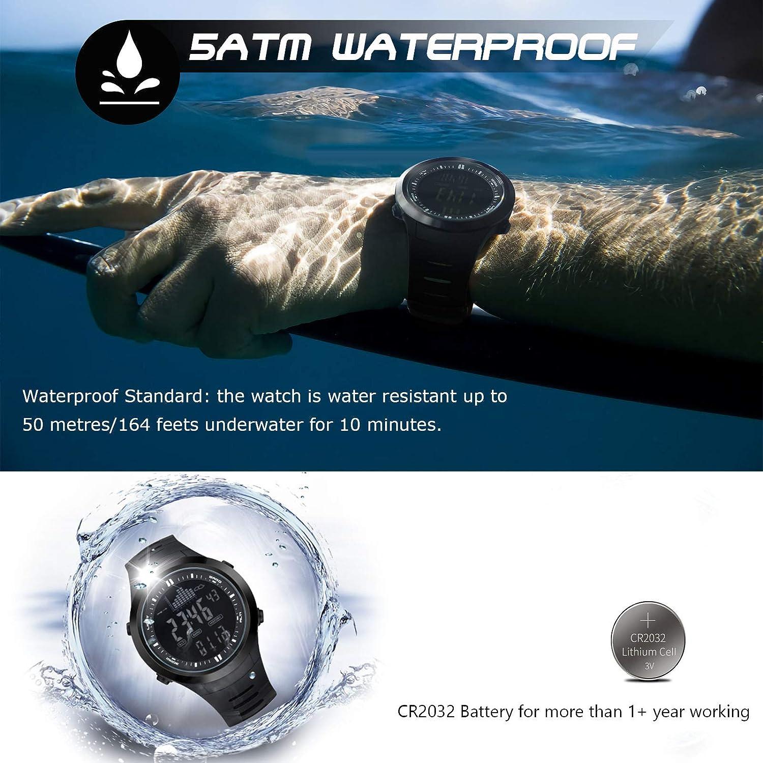 Fishing Barometer Watch, Outdoor Sports Watch Waterproof Portable Energy  Efficient with Button Batteries for Mountaineering