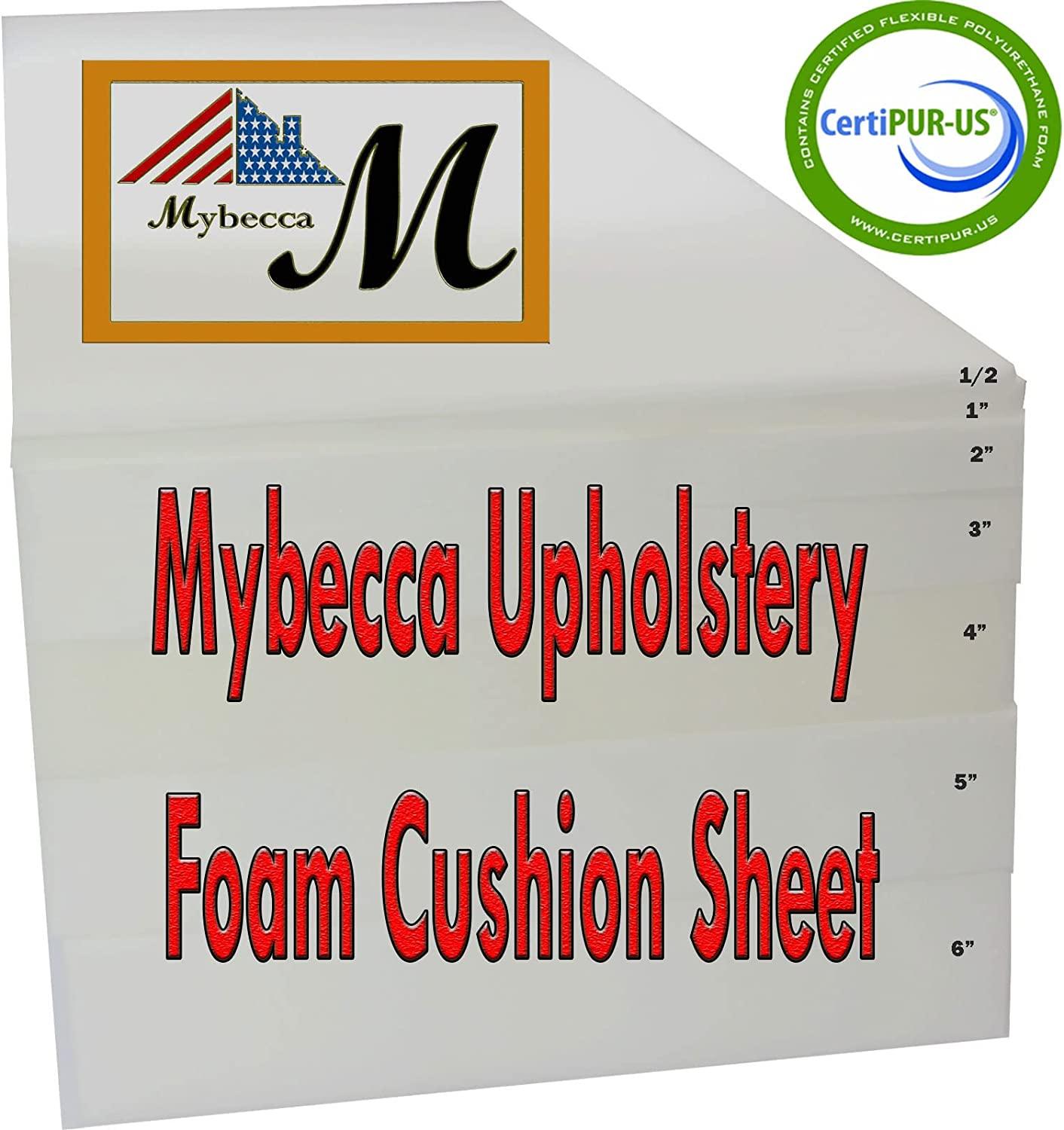 Mybecca 1/2 X 24 X 72 Regular Density Urethane Upholstery Foam  (Upholstery Sheet, Foam Padding) Medium Density 0.5X24X72