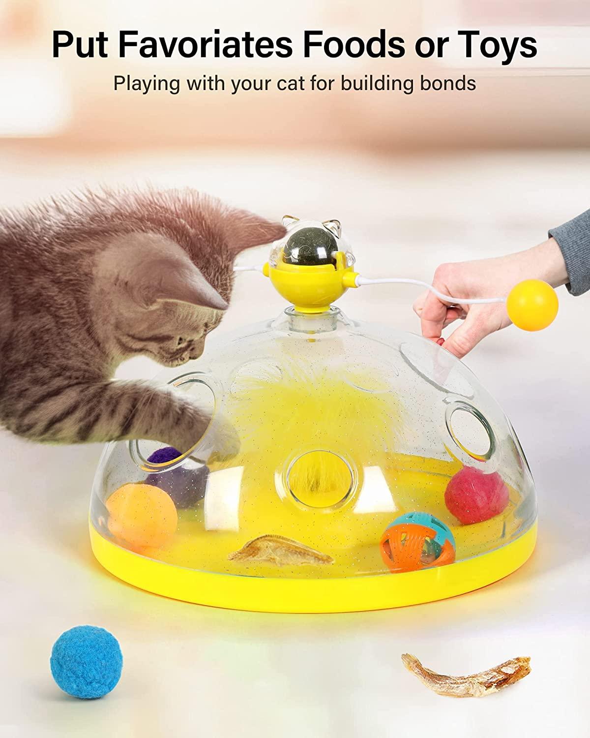 Pet Spring Treat Puzzle Toy Cat Treat Dispenser With Feather Spring Spring  Cat Treat Dispenser Toy Indoor Cat Food Dispensing Puzzle Toy Interactive