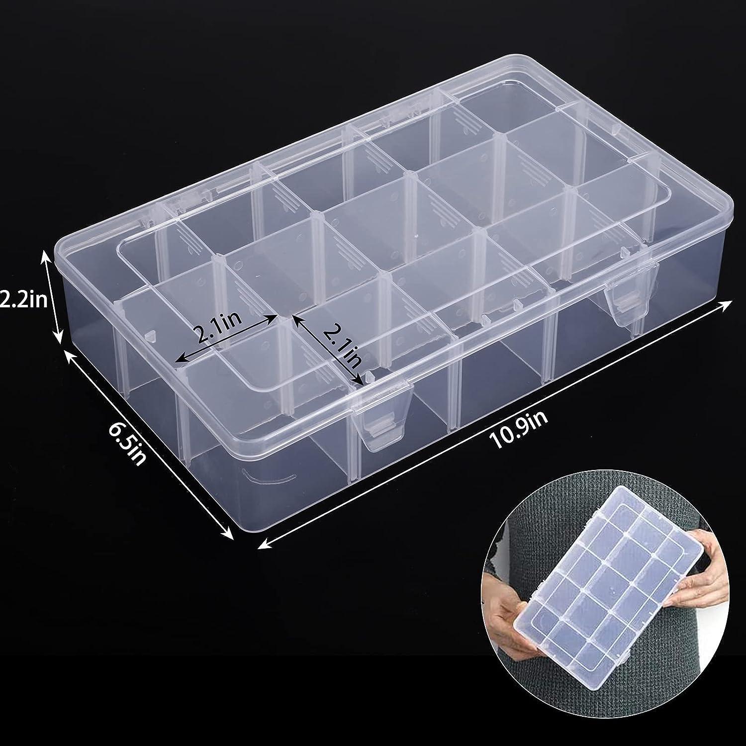 SGHUO 3 Pack15 Grids Large Plastic Storage Box Organizer Box,15 Compartments  with Dividers for Tackle Box,Beads,Washi Tape,Ribbon, Crafts, Art Supply  10.9X6.5X2.2inch