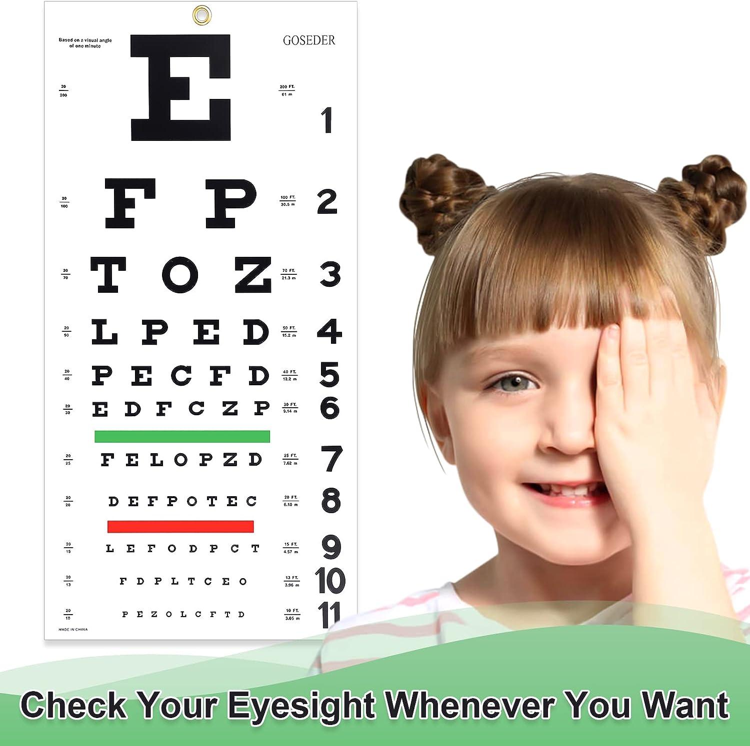 Snellen Eye Chart, Eye Charts for Eye Exams 20 Feet 22×11 Inches, Low  Vision Eye Test Charts for Wall Décor Kids Gifts