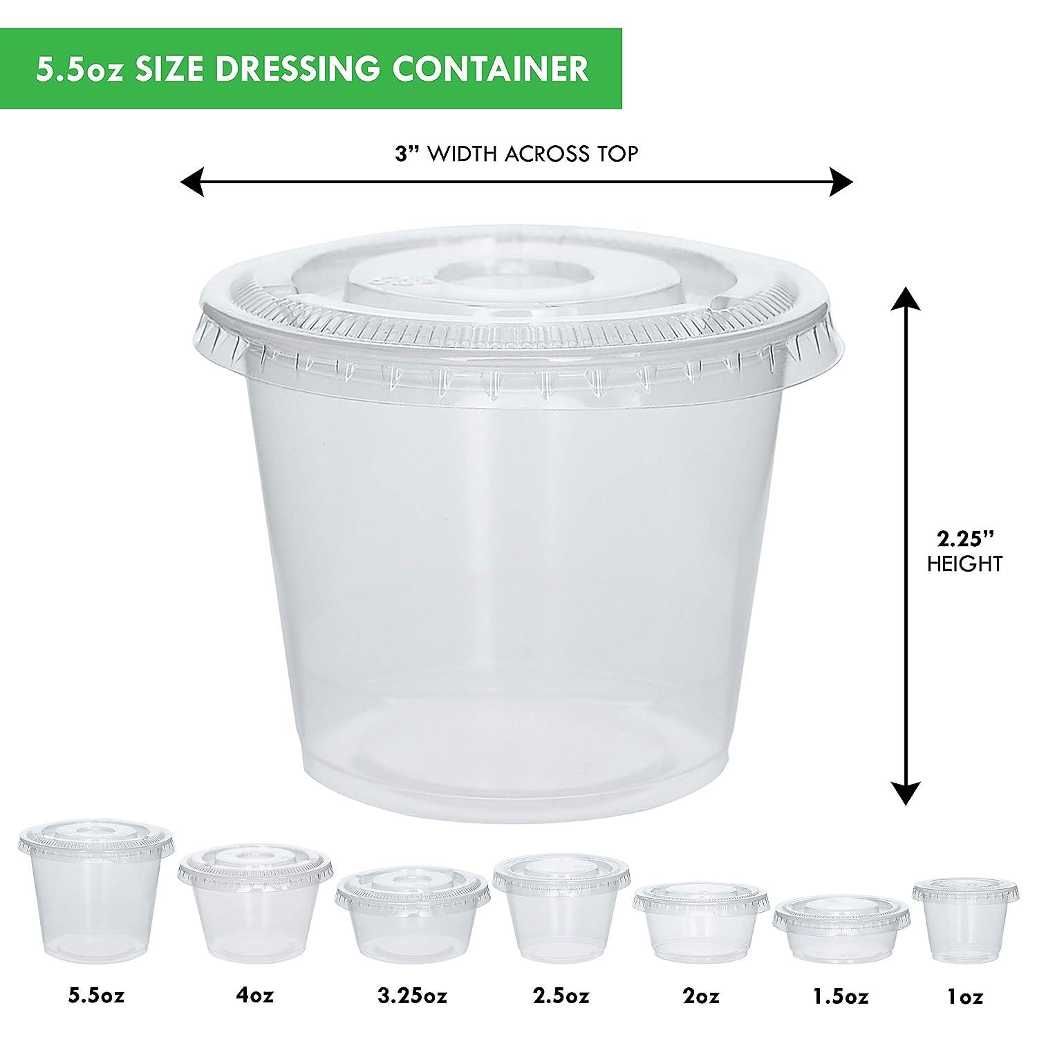 5 oz - 100 Sets} Clear Diposable Plastic Portion Cups With Lids, Small Mini  Containers For