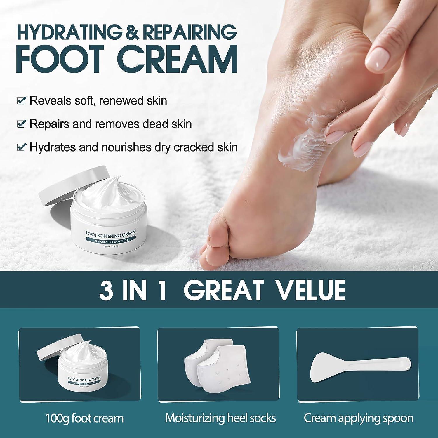 Foot Cream, Best Callus Remover for Dry Feet, Hands, Elbows, Knees, Cracked  Heel Repair Cream with Heel Socks, Urea Foot Cream Intensively Moisturizes