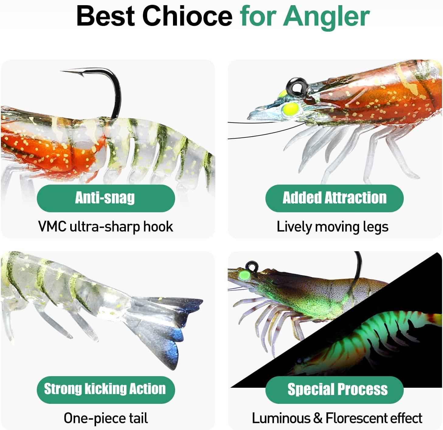 TRUSCEND Pre-Rigged Fishing Lures, Premium Shrimp Lure with VMC Hook, Best  Bottom Soft Swimbaits for Bass, Fishing Baits with Spinner, Bass Trout  Crappie Walleye Pike Striper Perch Musky Fishing Jigs