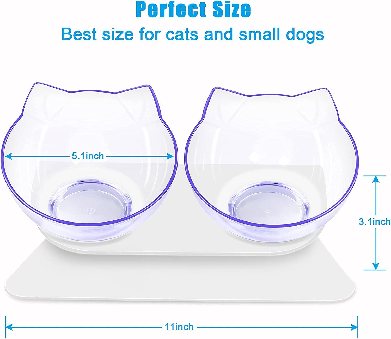 Double Cat Dog Bowls Elevated Cat Food Water Bowls With Raised Stand 15  Tilted Raised Pet Feeder Bowl For Cats And Small