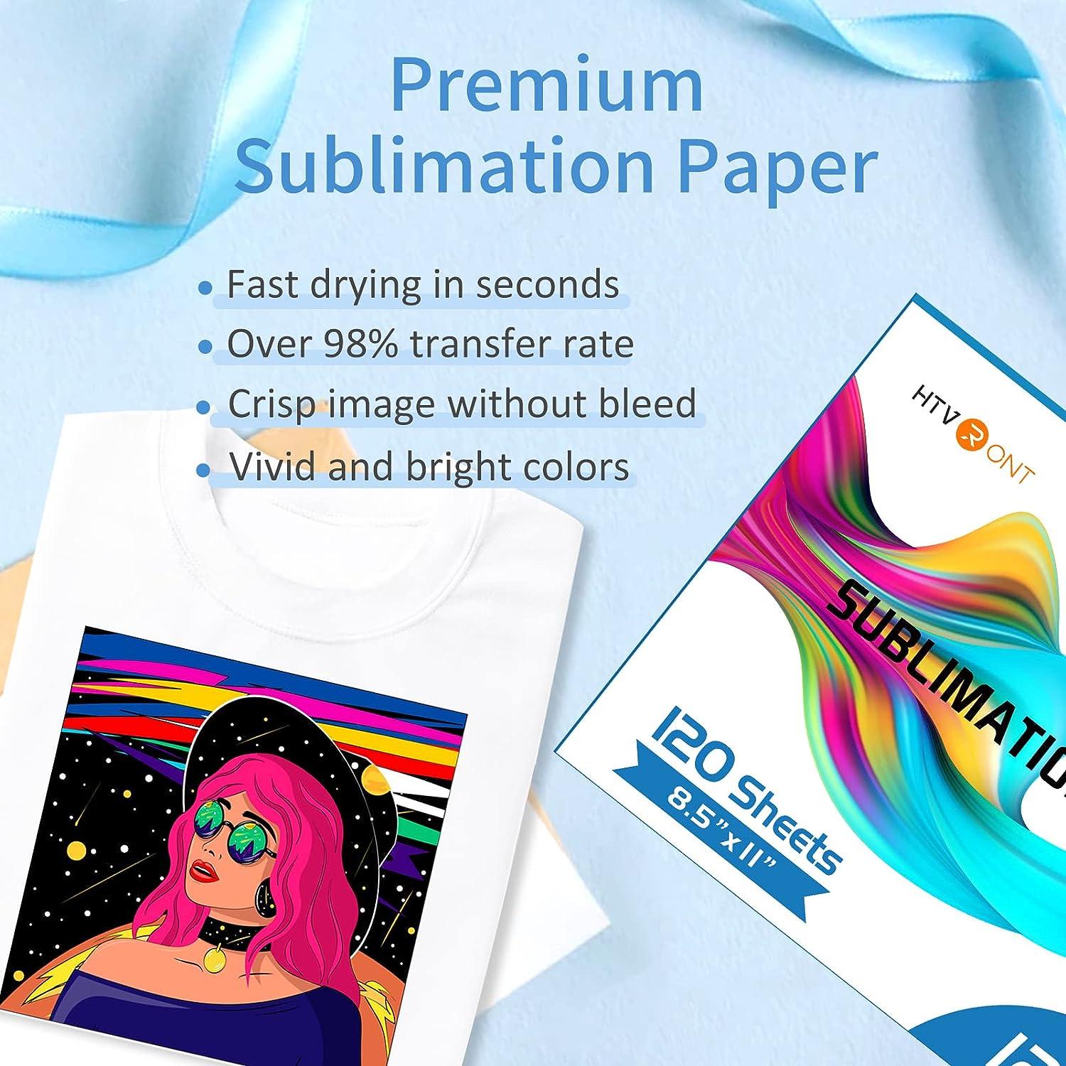 HTVRONT Sublimation Paper 8.5 x 11 Inch - 120 Sheets Easy to Transfer  Sublimation Paper for T-shirts Tumblers Mugs (A4) 8.5 X11