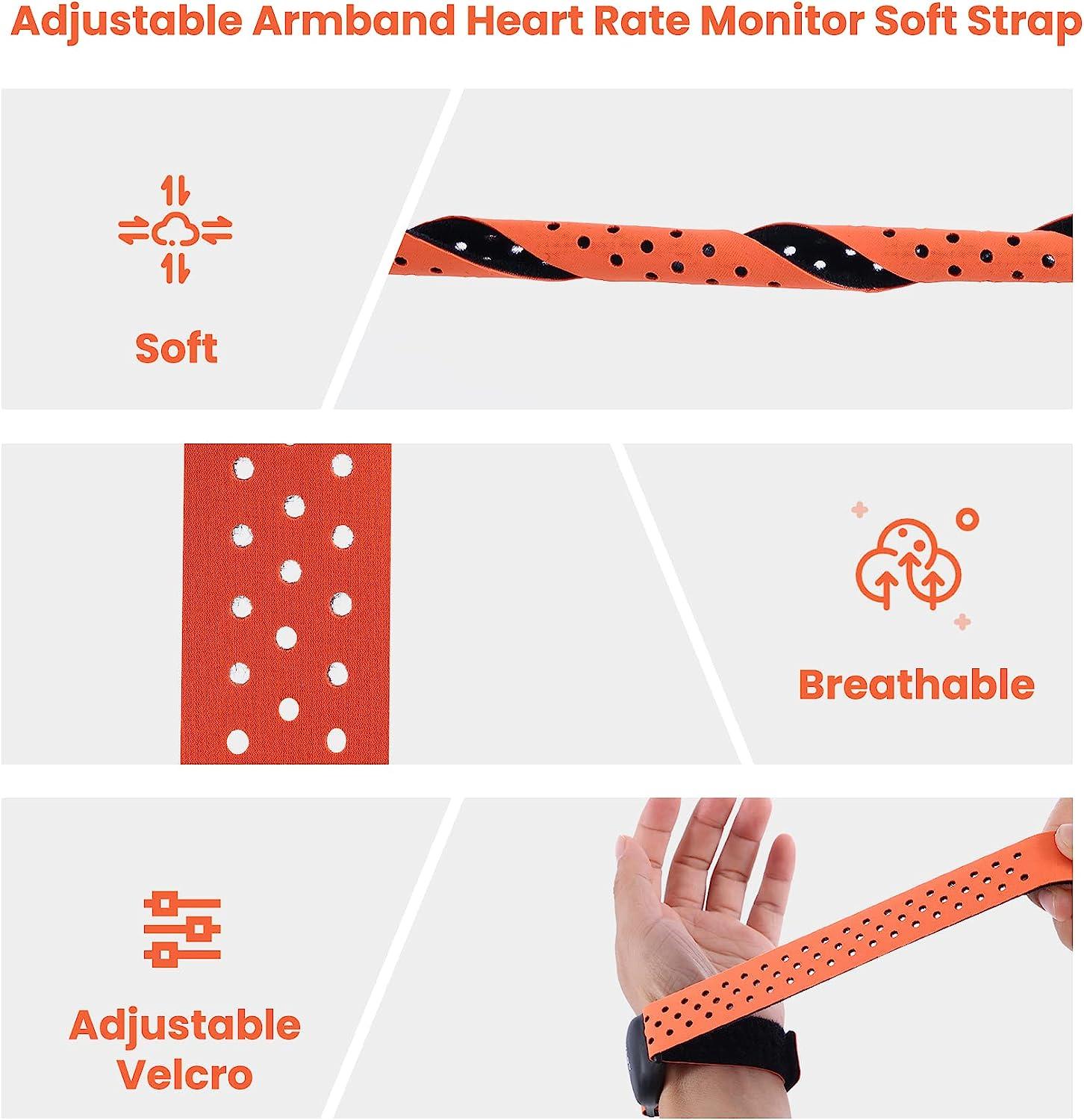 5 Pcs Replacement Armband Strap Heart Rate Monitor Band Soft Compatible  with OTF, Orange Theory Fitness Adjustable Armband Strap (0.8 x 14.2 Inch)