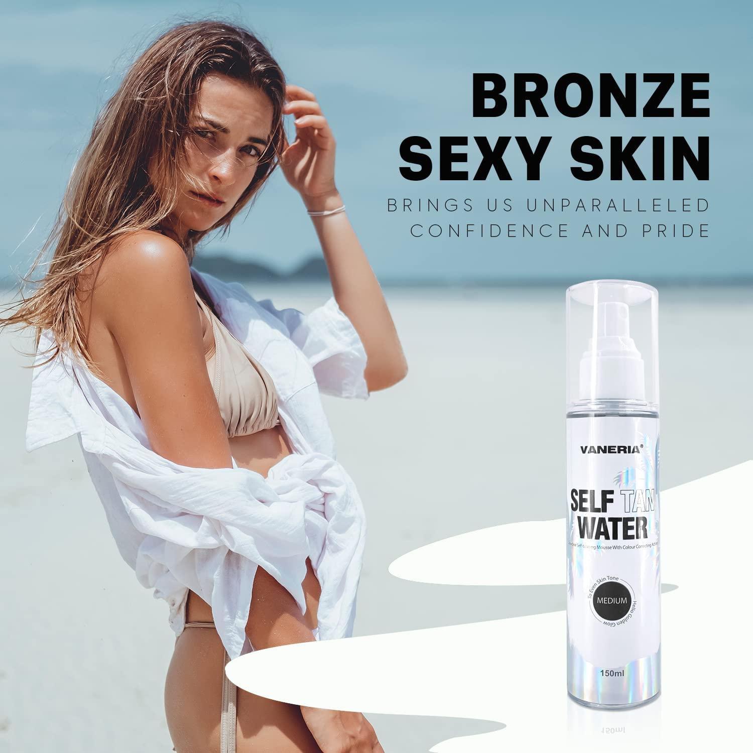 Bronze Tan Self Tanning Water Spray for Face | Hydrating Self Tan Water for A Natural Sunless Tan | Self Tanner Ideal for All Skin Types | Buildable