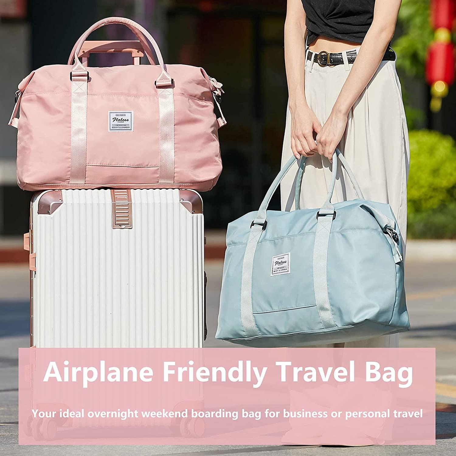 Large Pink Travel Tote Bag, Waterproof Gym Tote Bag Travel Duffel
