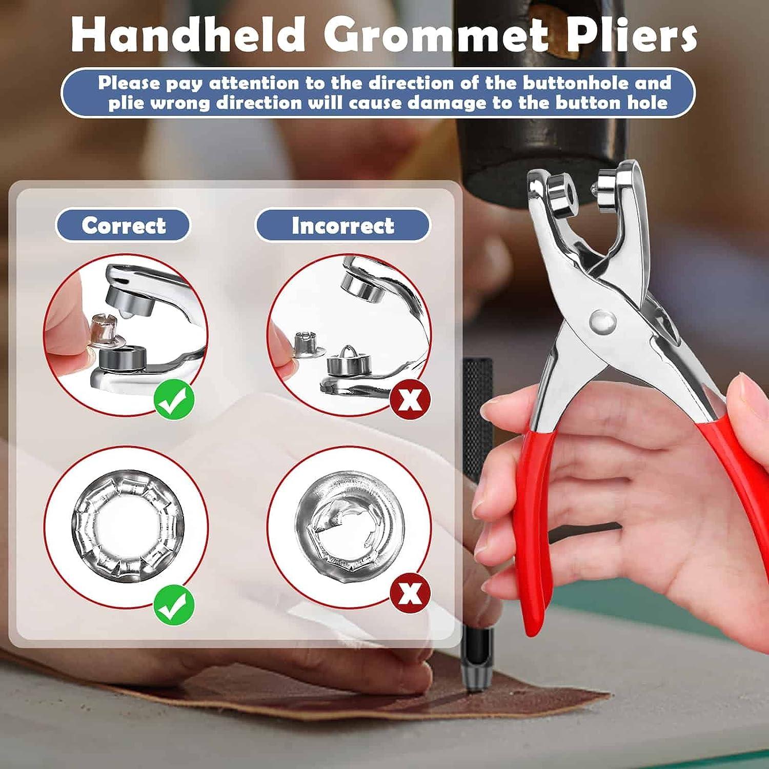 1203Pcs Grommet Tool Kit with Eyelet Pliers, PAXCOO 1/4 Inch Fabric Grommet  Kit with Fabric Eyelets Grommets, Washers and Hole Punch Grommet Hand Press  kit for Fabric/Leather/Belt/Shoes/Cloths 1203pcs 1/4 Inch