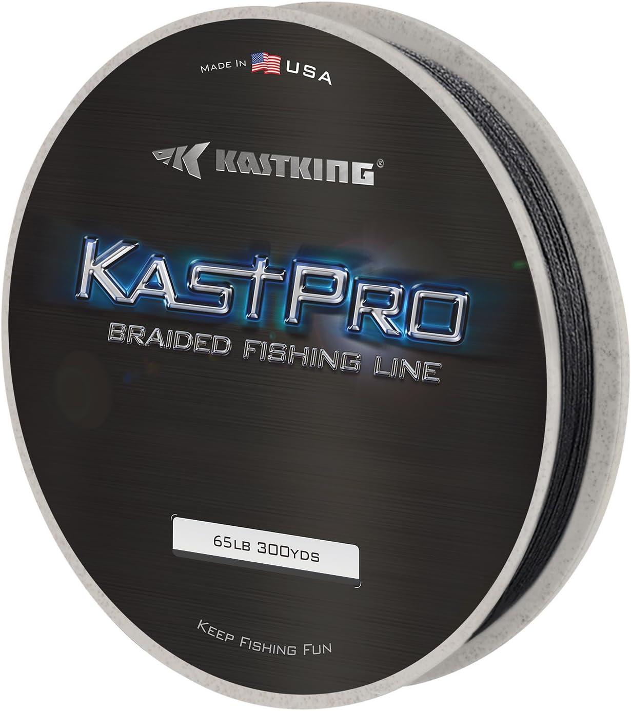KastKing KastPro Braided Fishing Line - Spectra Super Line - Made in The USA  - Zero Stretch Braid - Thin Diameter - On Biodegradable BioSpool! -  Aggressive Weave - Incredible Abrasion Resistance! Black Out 150 Yds -20LB  -0.008