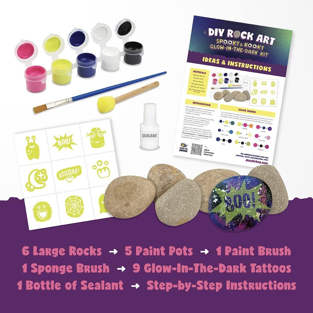 Insgen Rock Painting Kit for Kids 6-12, Glow in The Dark Paints, Creative  Arts and Crafts Supplies Toys for Boys Girls Birthday Gift Ideas