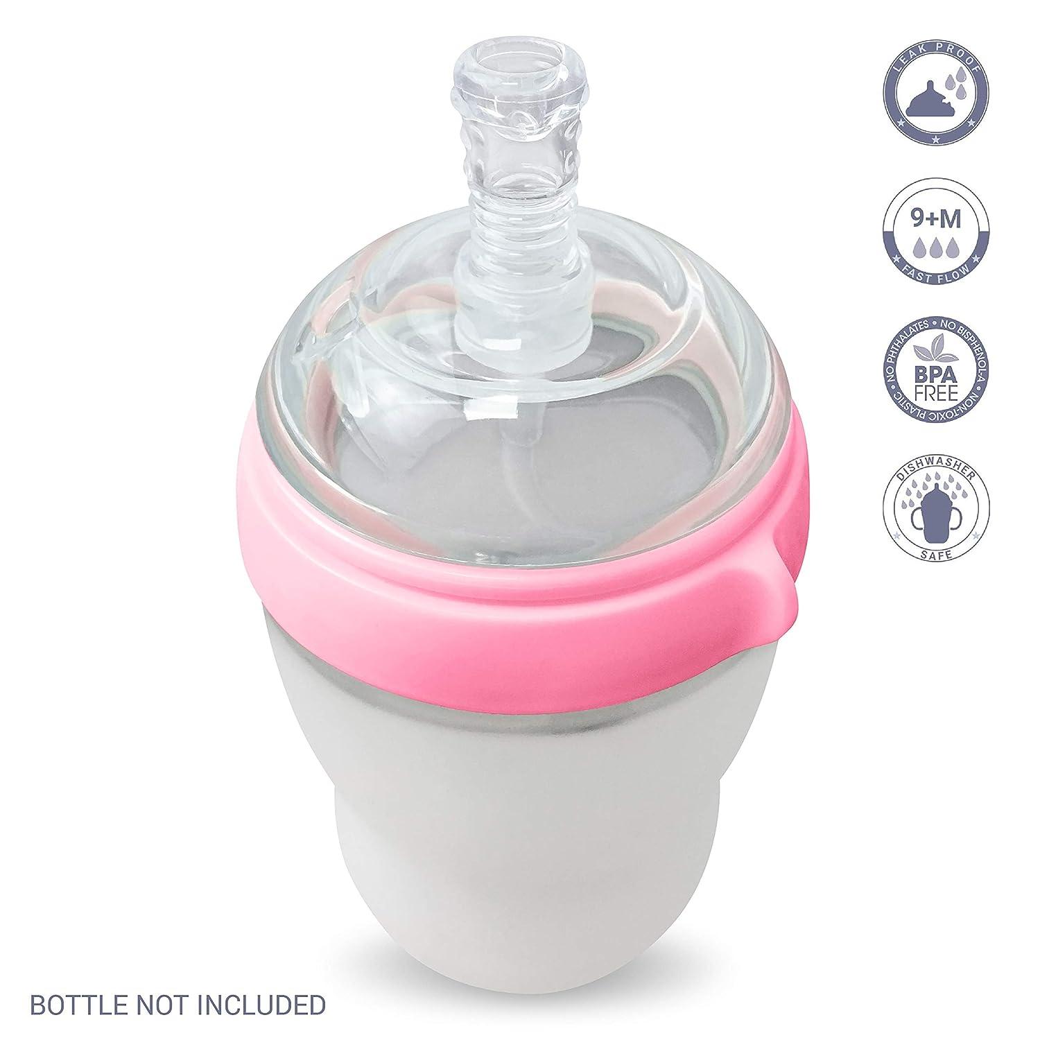 Squeezy Silicone Anti-Colic Bottle - 8 oz, Pink