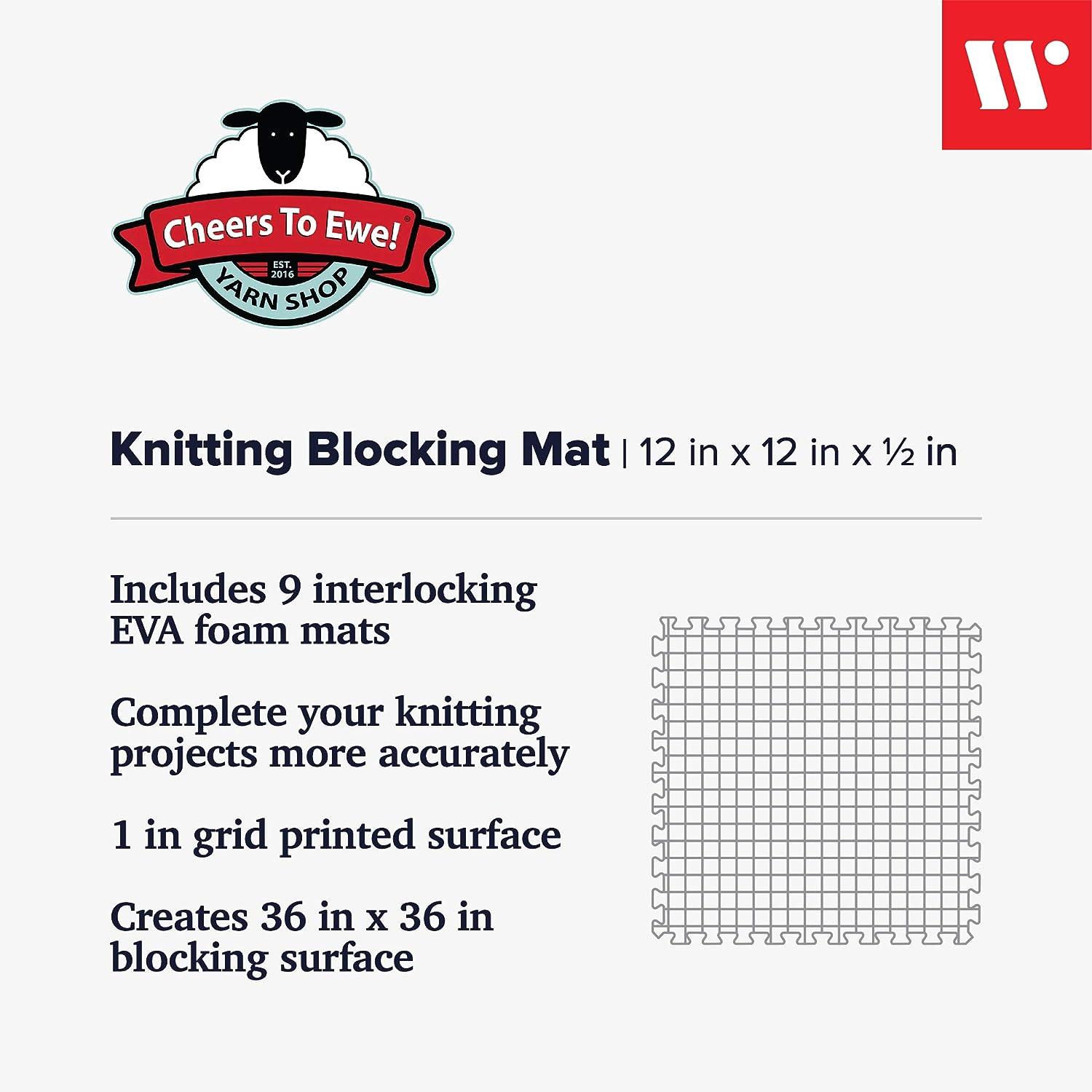 Cheers to Ewe! Foam Knitting Block Mat, Grid Blocking for Knitting