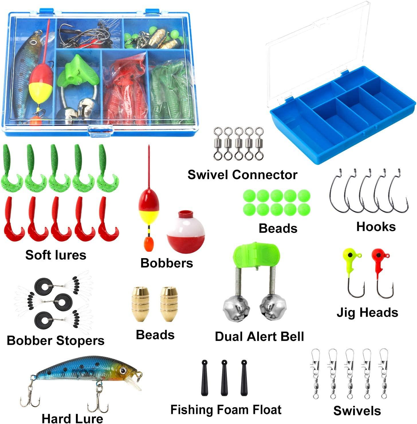 Kids Fishing Gear Set Rod and Reel Combo with Hooks Lures Fishing  Accessories with Tackle Box for Boys and Girls