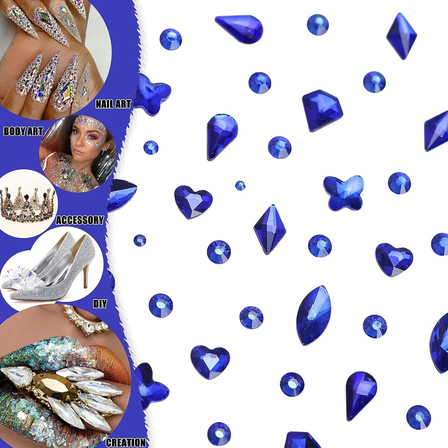 660Pcs Light Blue Nail Rhinestones Blue Crystals Nail Art Diamond Gem Round  Multi Shapes Sizes Flatback Rhinestone for Nail Art DIY Jewelry Crafts  Accessories S11