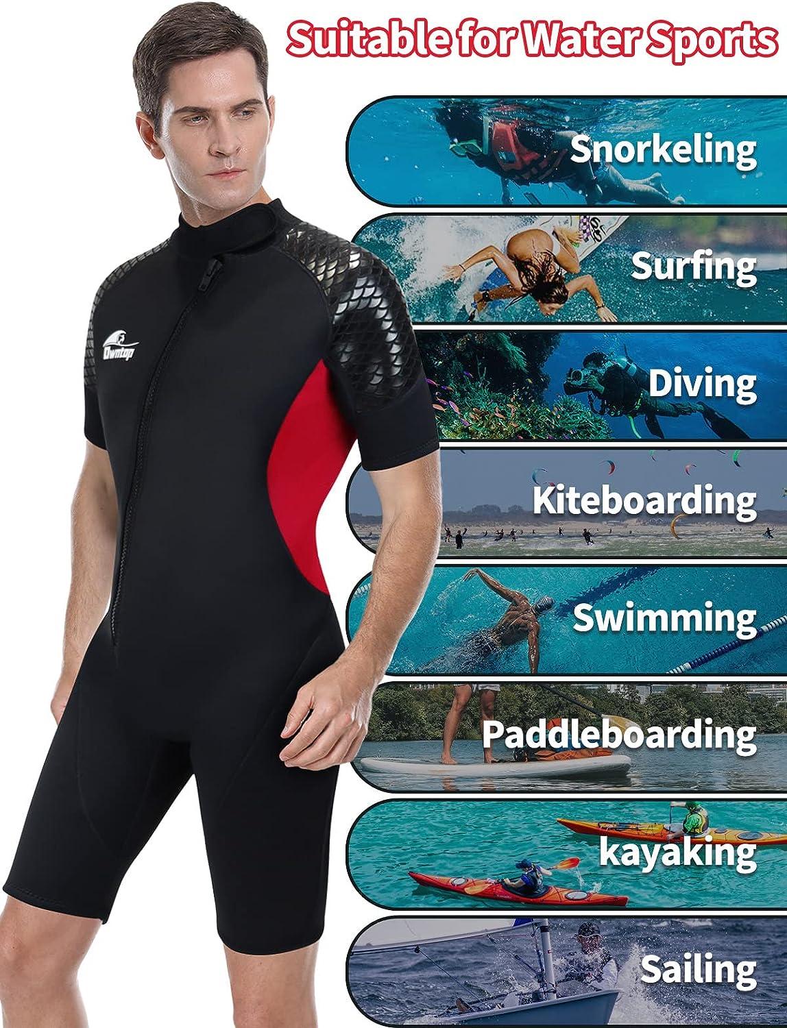 Owntop 3mm Shorty Wetsuit for Men - Neoprene Diving Suits Stretch