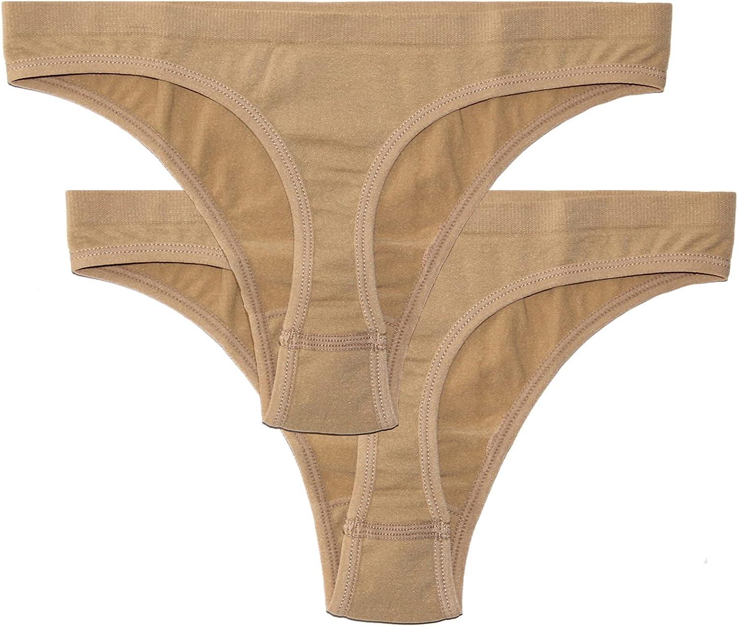 DANCEYOU Nude Briefs Seamless Thongs No Show Dance Gymnastics Underwear 2  Packs Panties Under Leotards for Kids and Women Small Petite